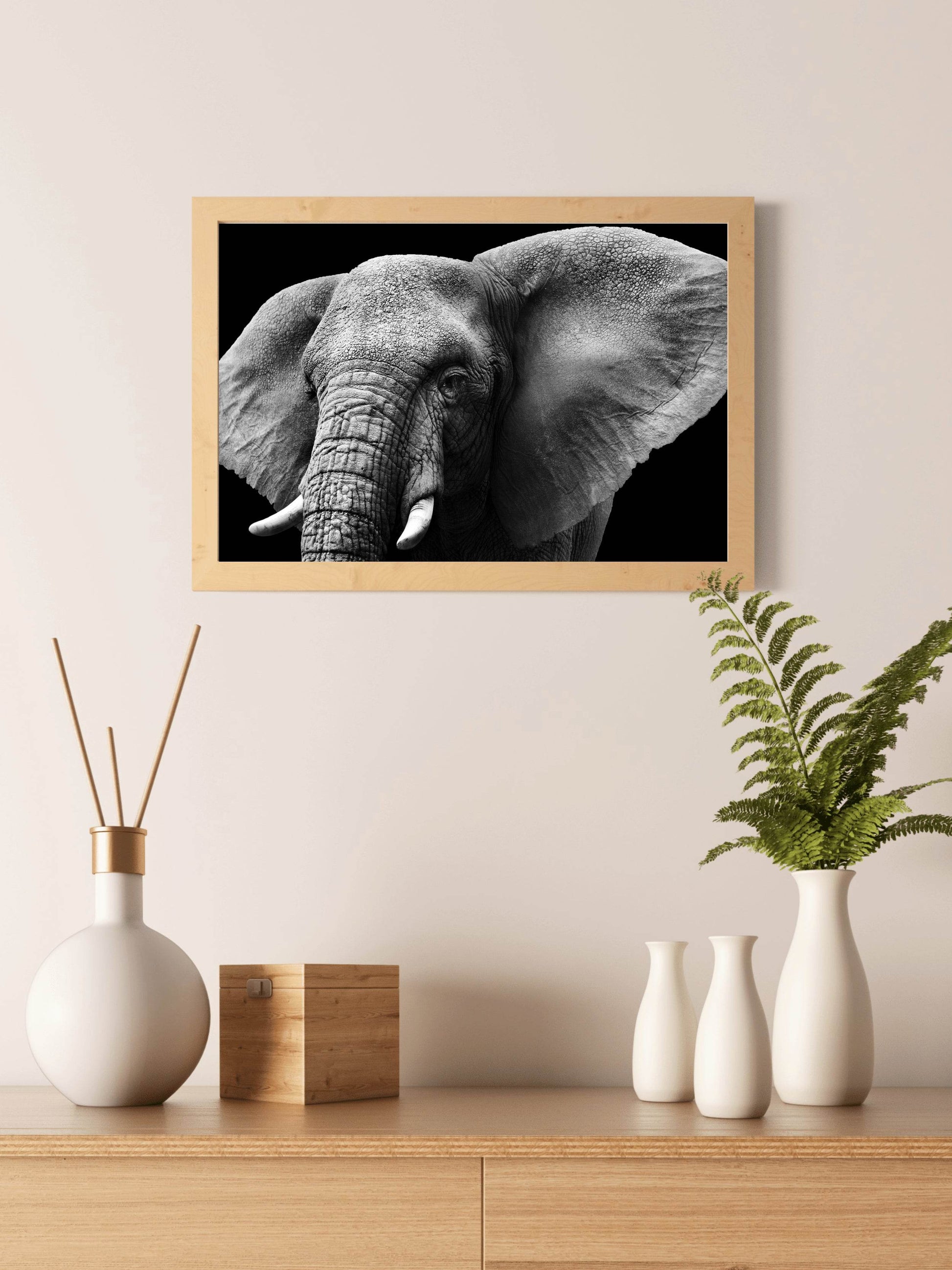 African Bush Elephant Black & White Wall Art - beink online art store