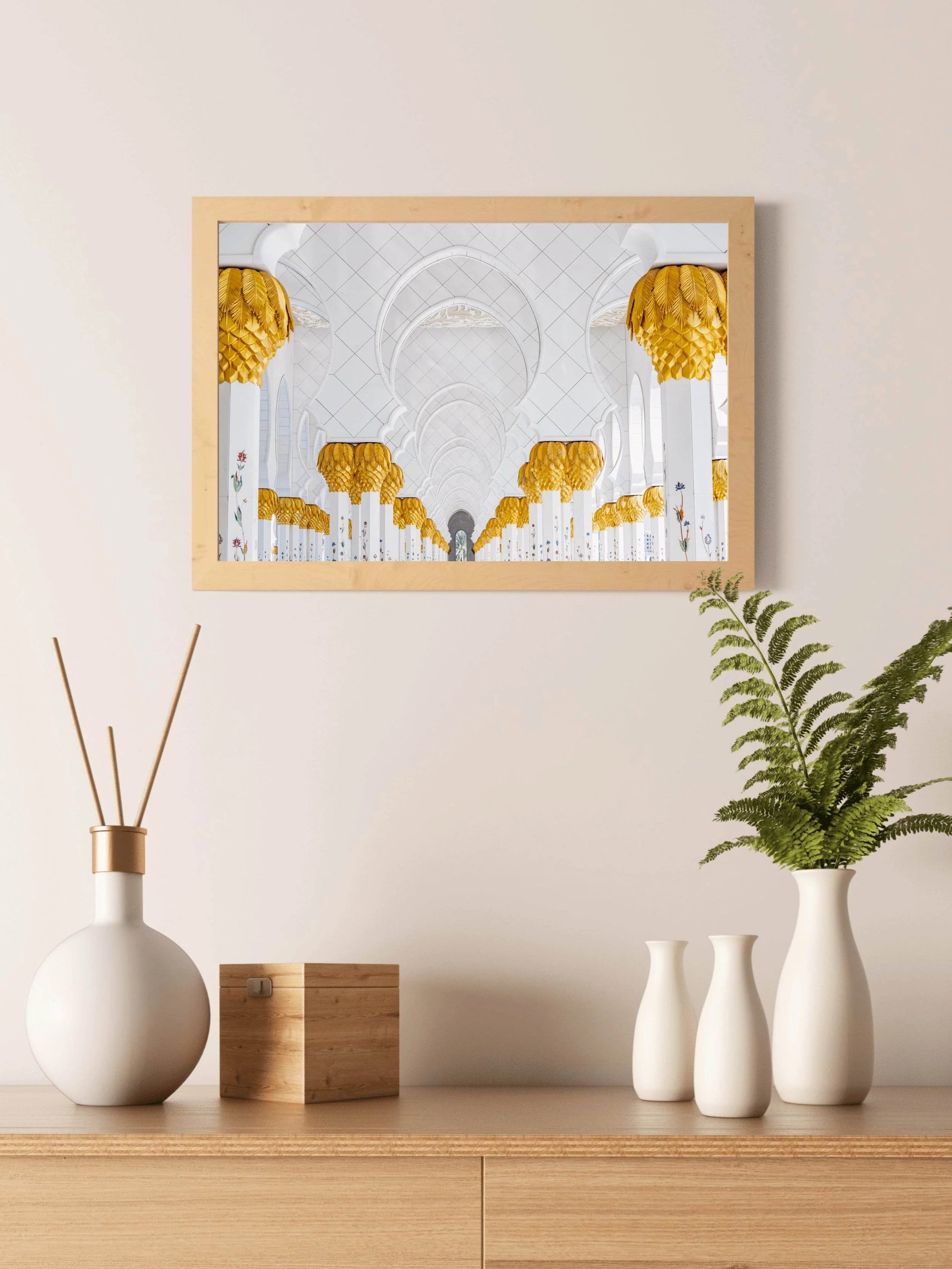 A Symphony of Gold & White Wall Art - beink online art store