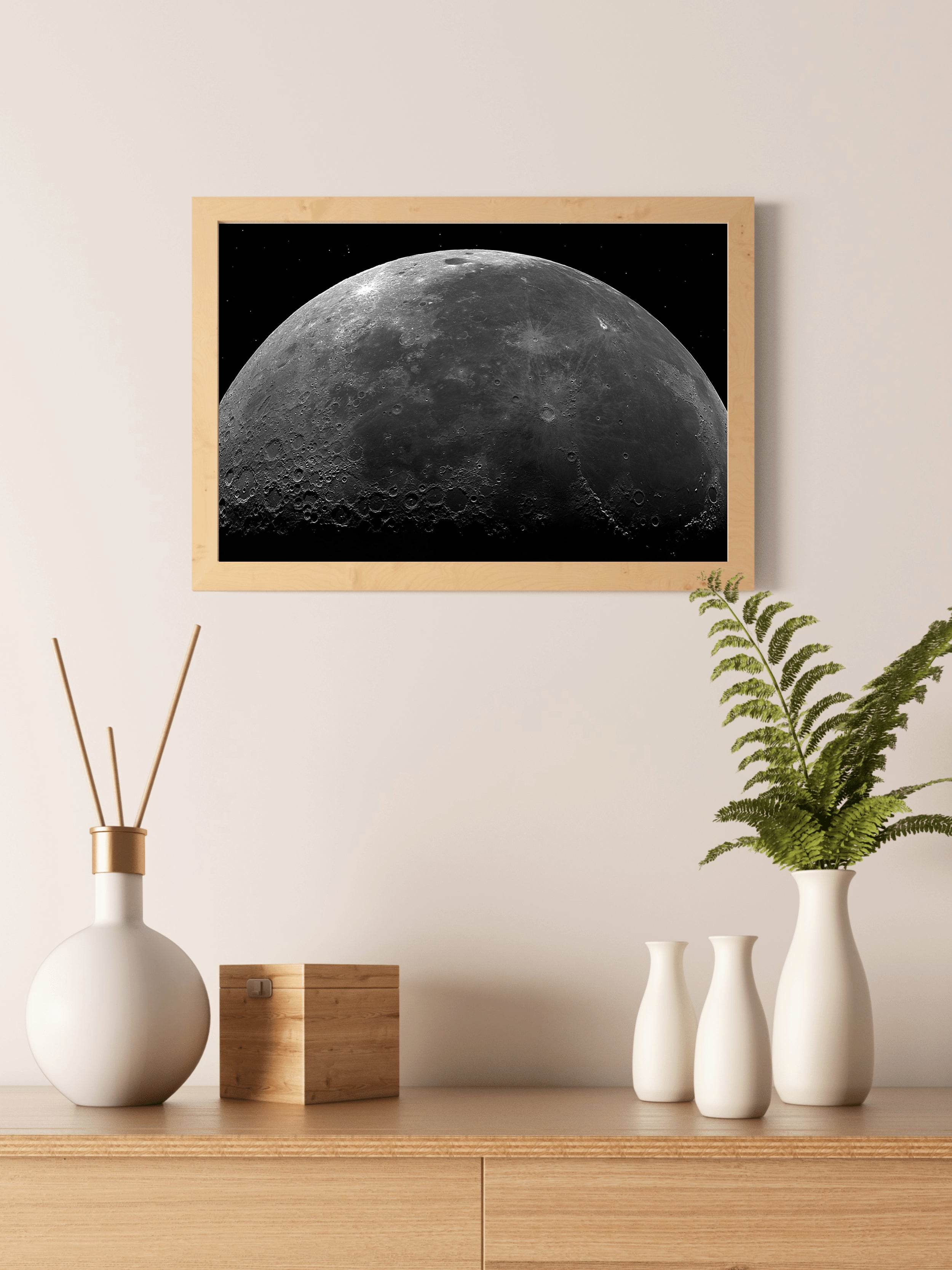 Moon Closeup Black & White Wall Art - beink online art store