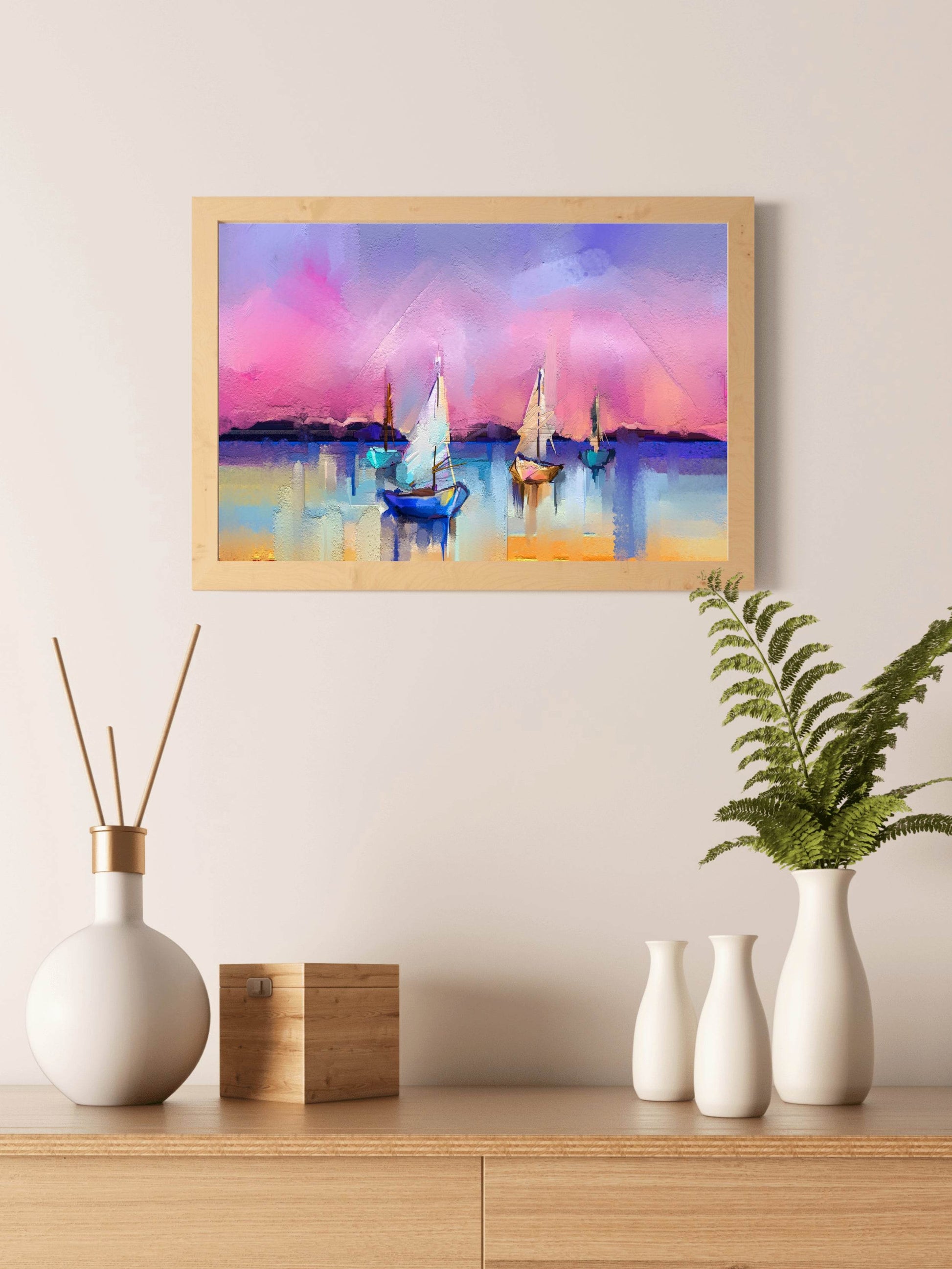 Watercolor Painting of Sailboats Wall Art - beink online art store