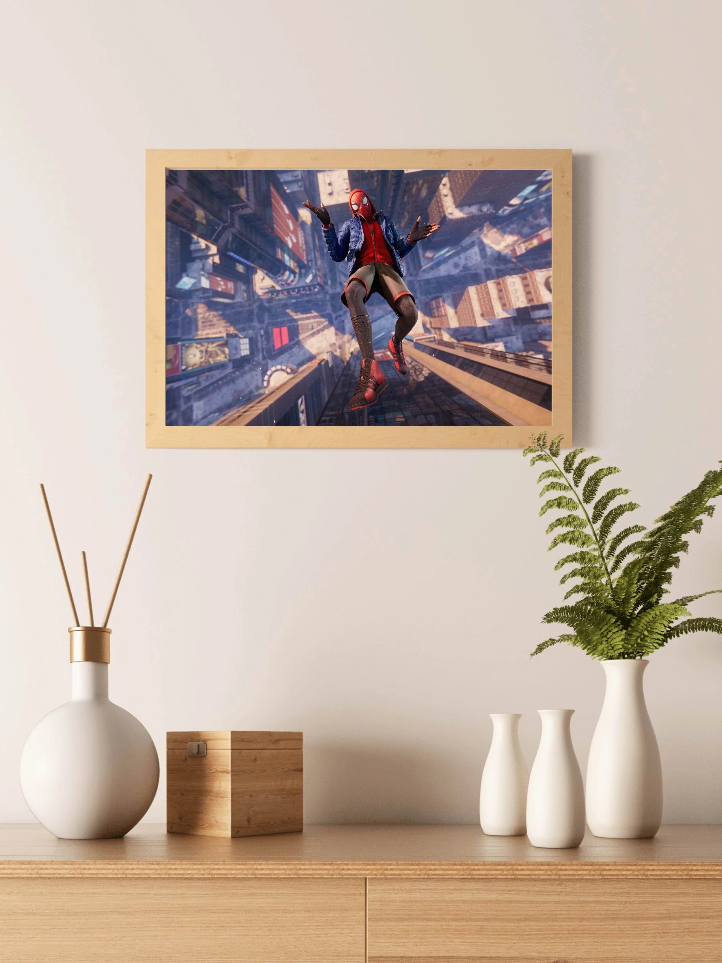 Spider Man Miles Morales Falling Gaming Wall Art - beink online art store