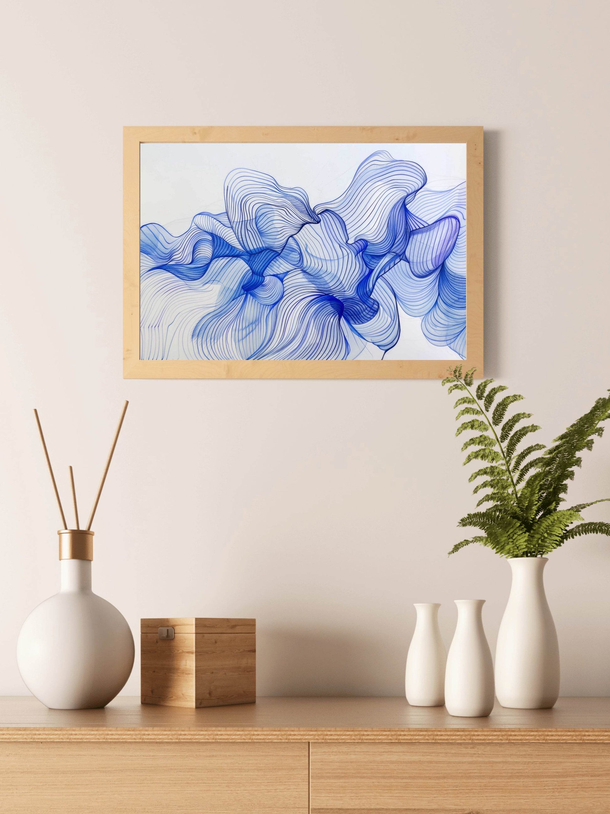 Blue Flower Petals Abstract Wall Art - beink online art store
