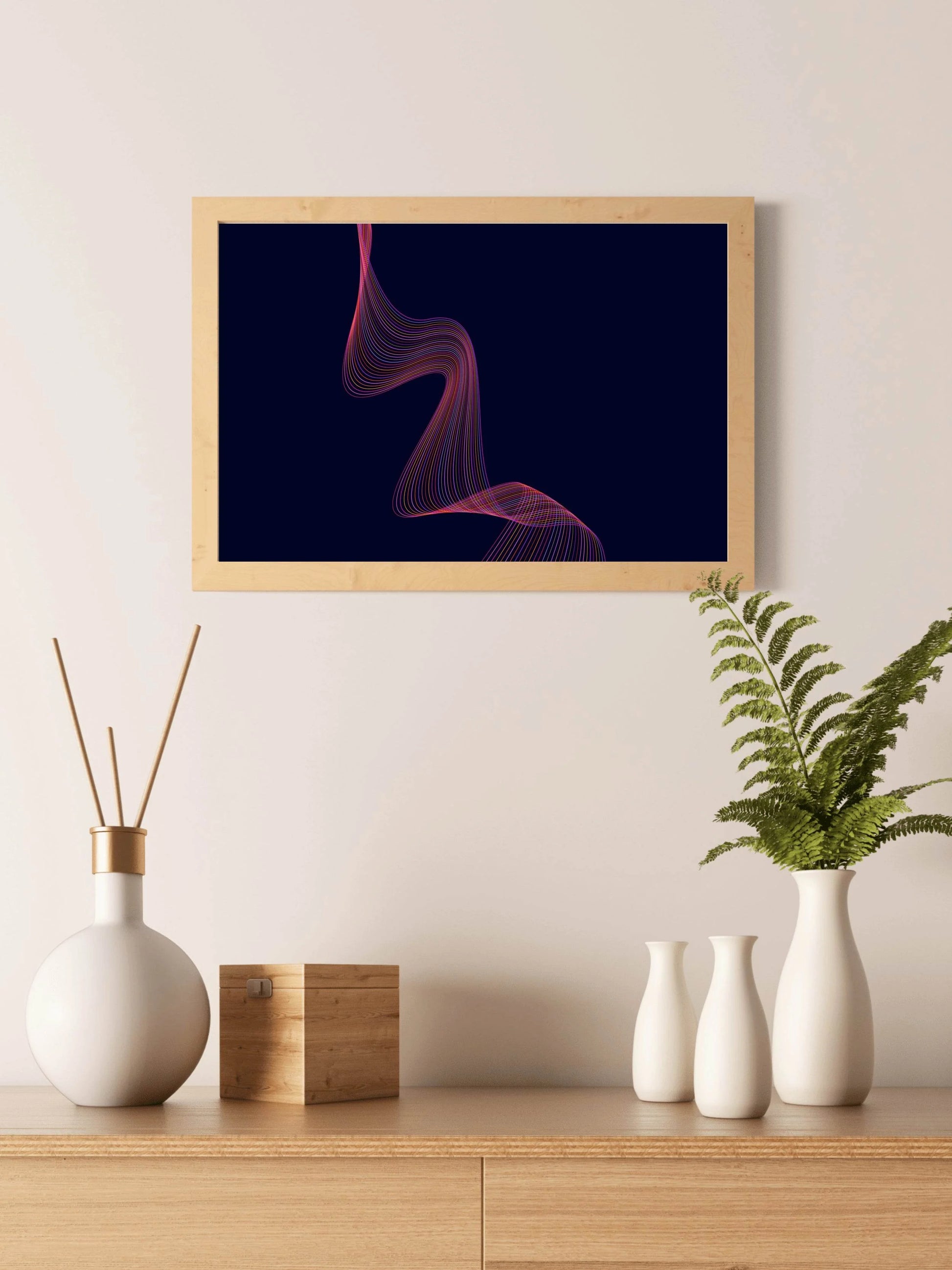Technology Line Wave Abstract Wall Art - beink online art store