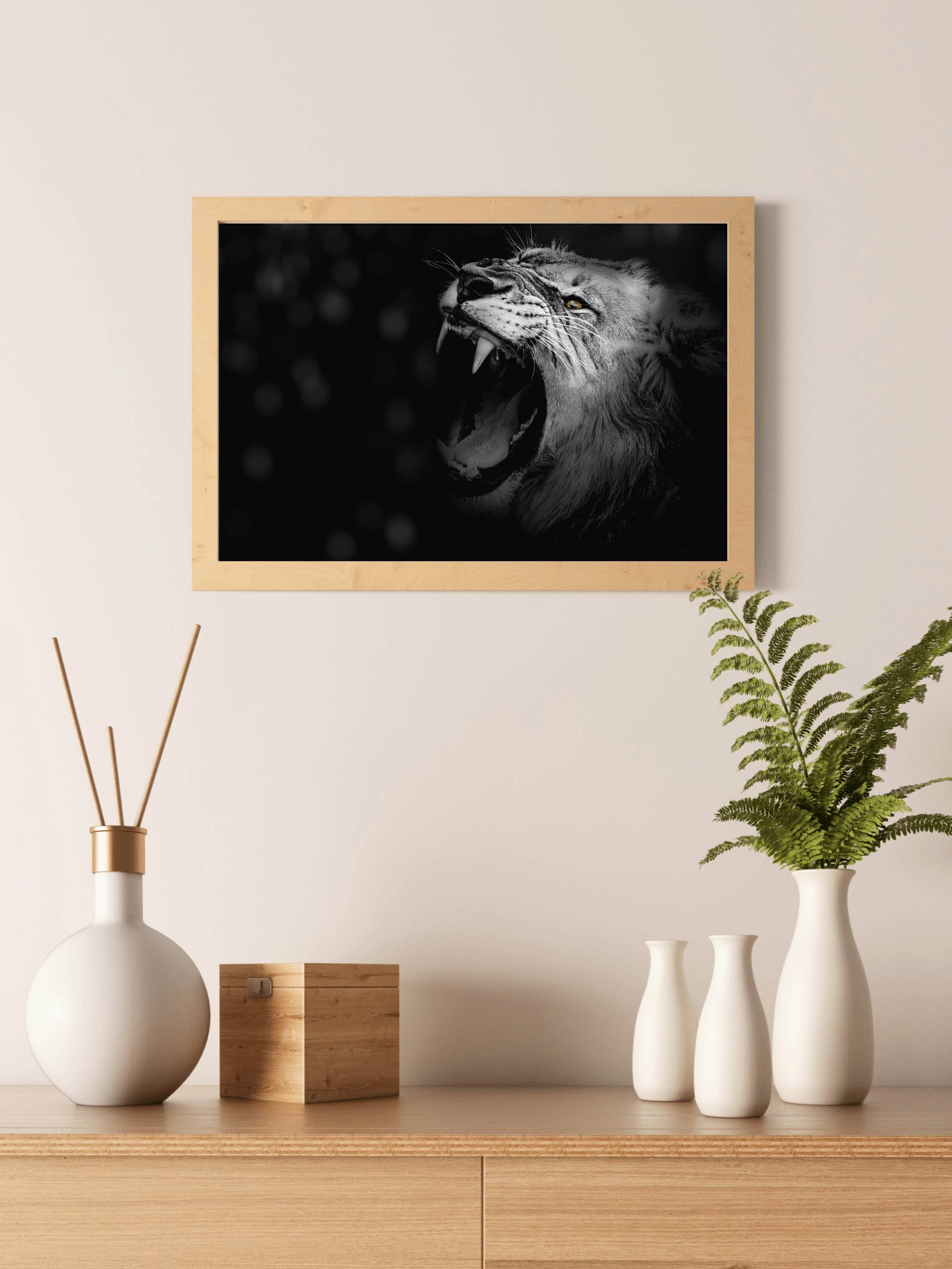 Asiatic Lion Black & White Wall Art - beink online art store
