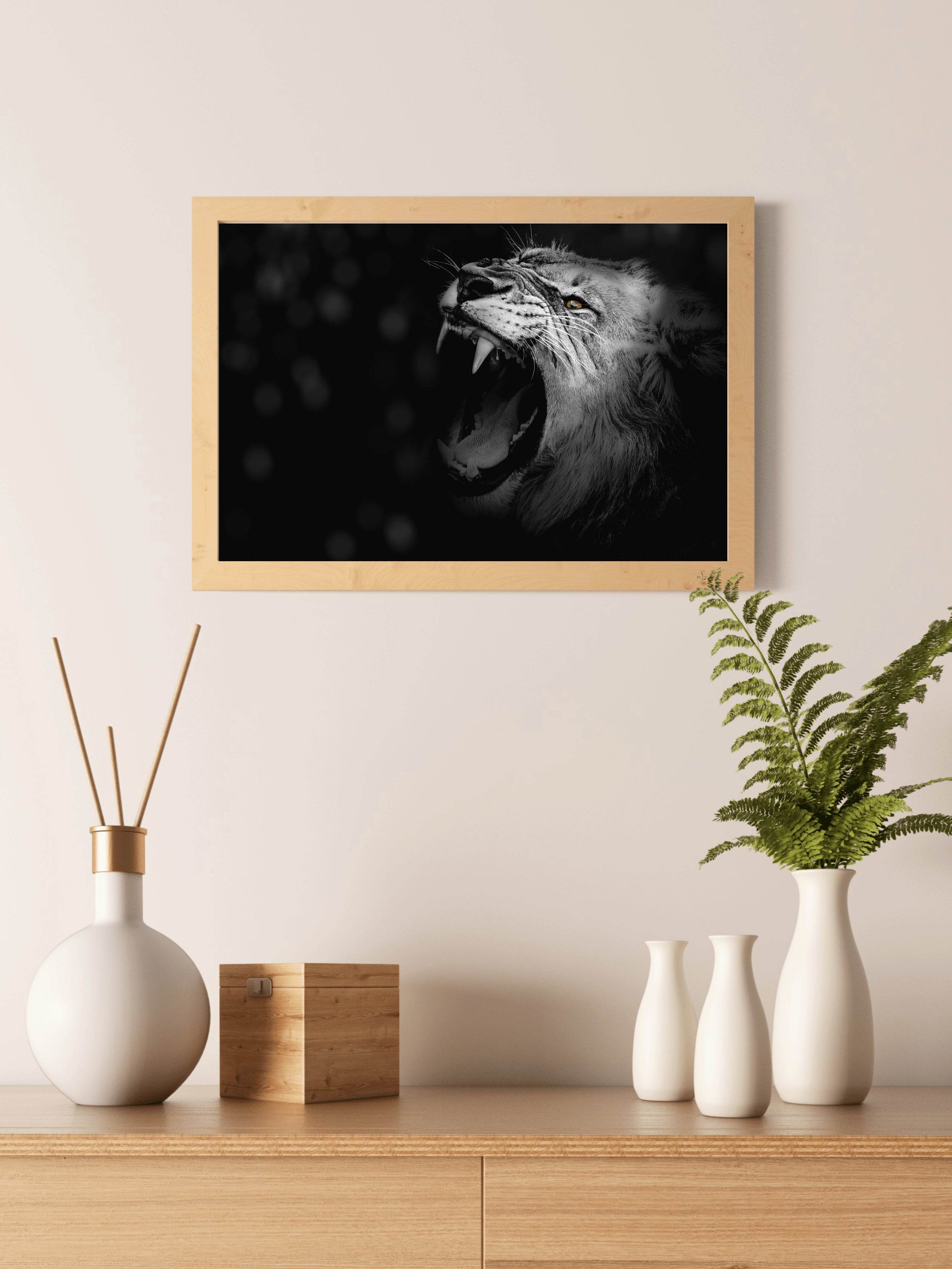 Asiatic Lion Black & White Wall Art - beink online art store