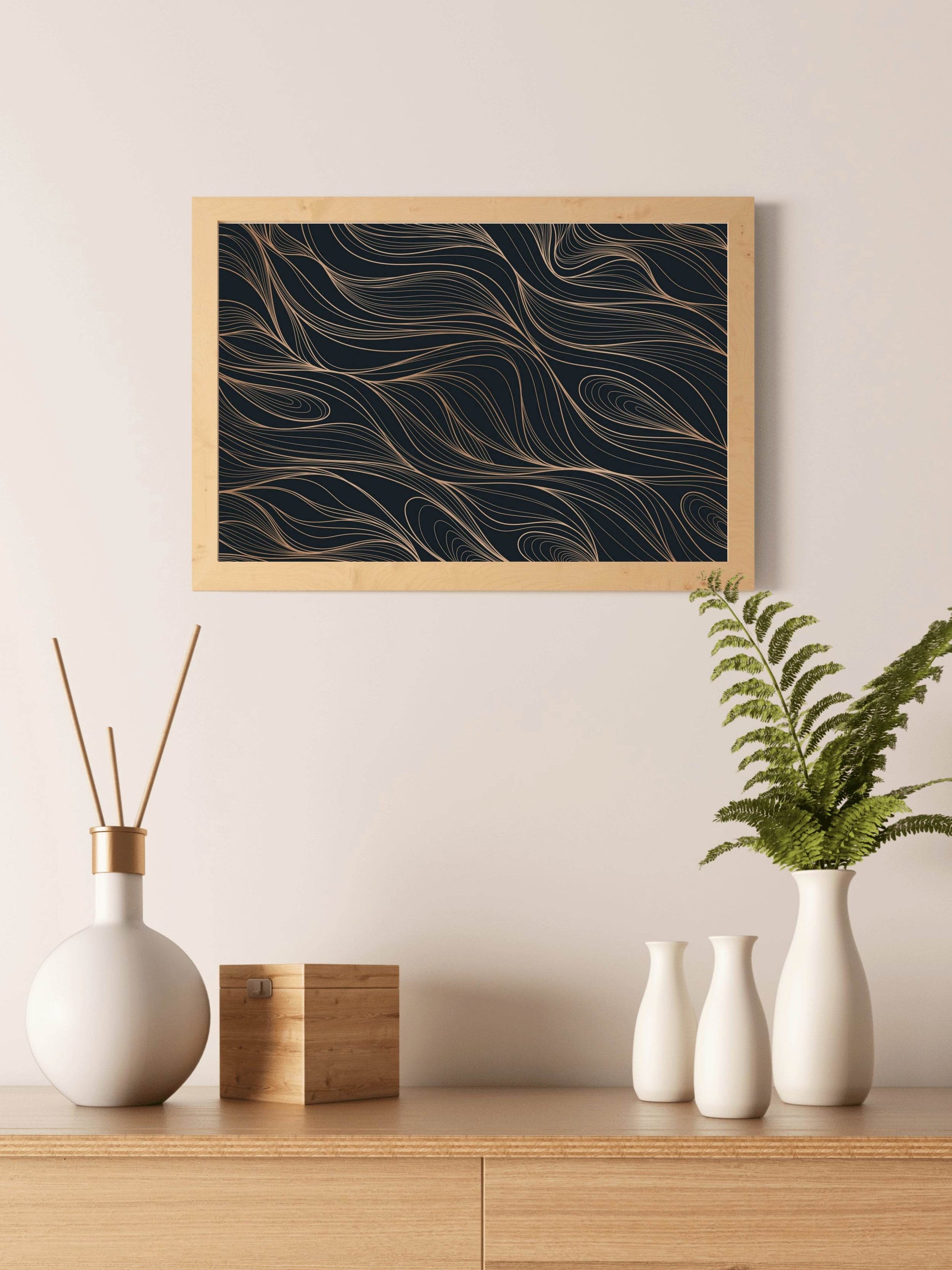 Beautiful Golden Lines Design Wall Art - beink online art store