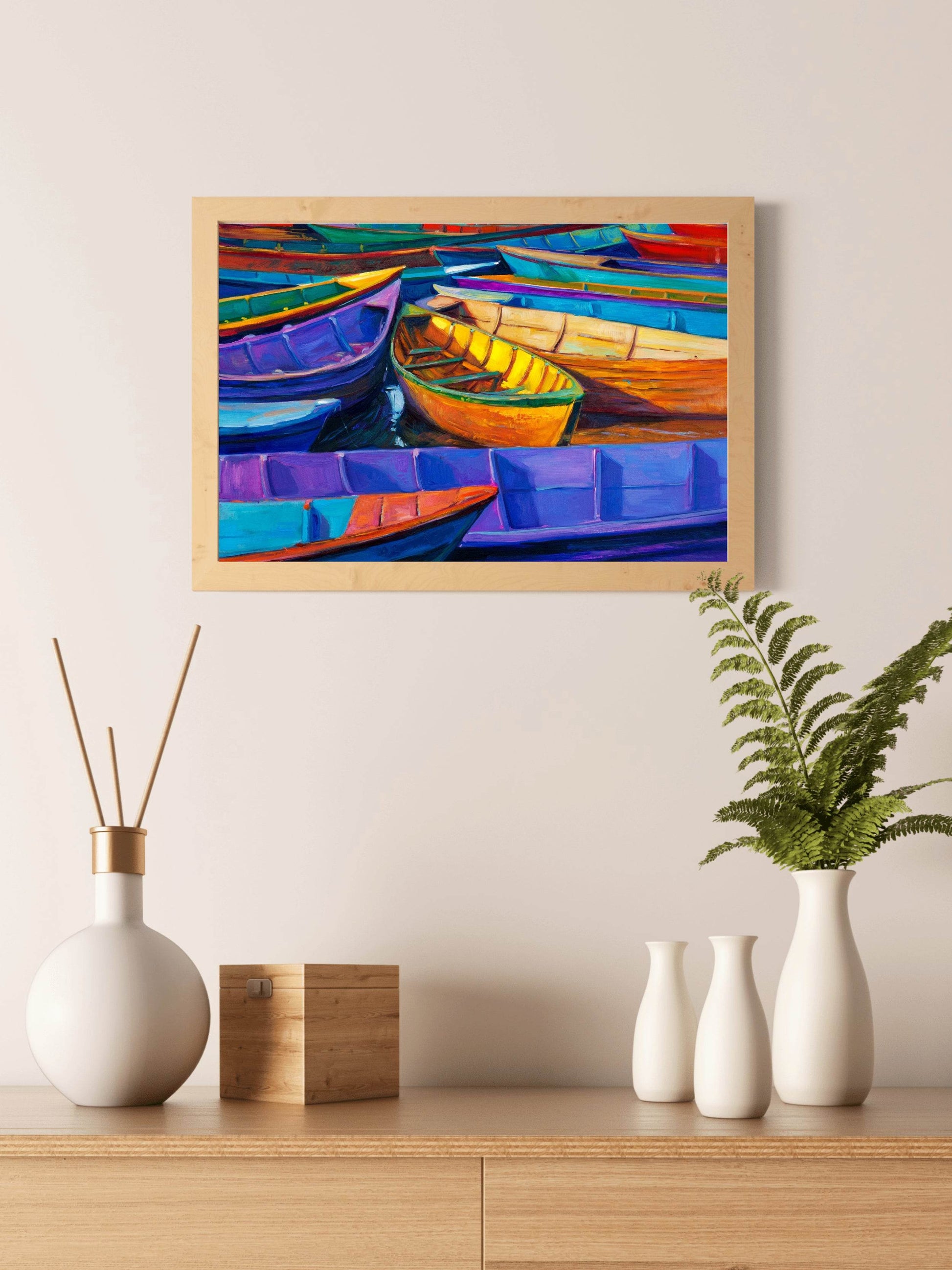 Small Colored Boats Wall Art - beink online art store