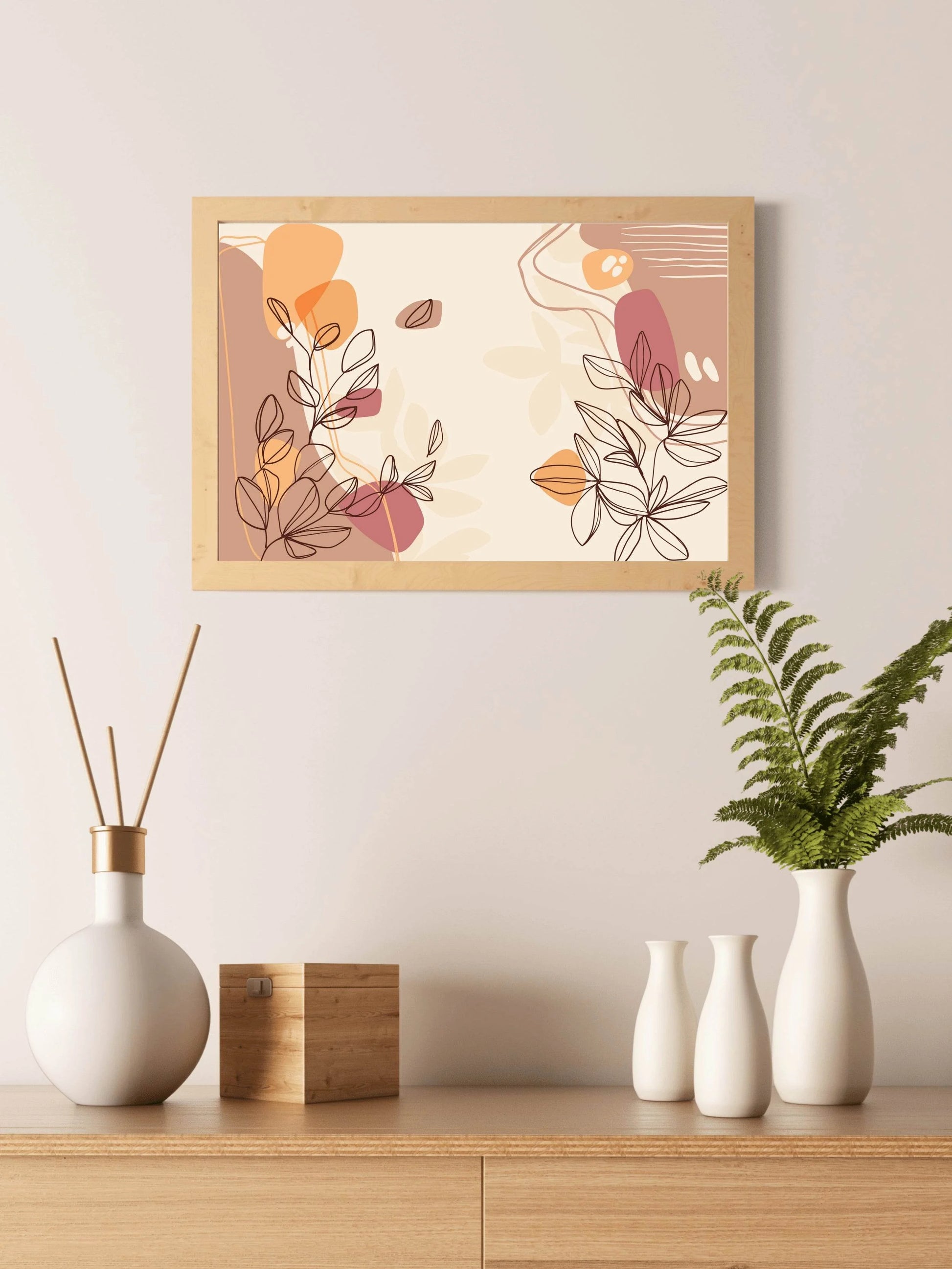 African Daisy Flower Branch Wall Art - beink online art store