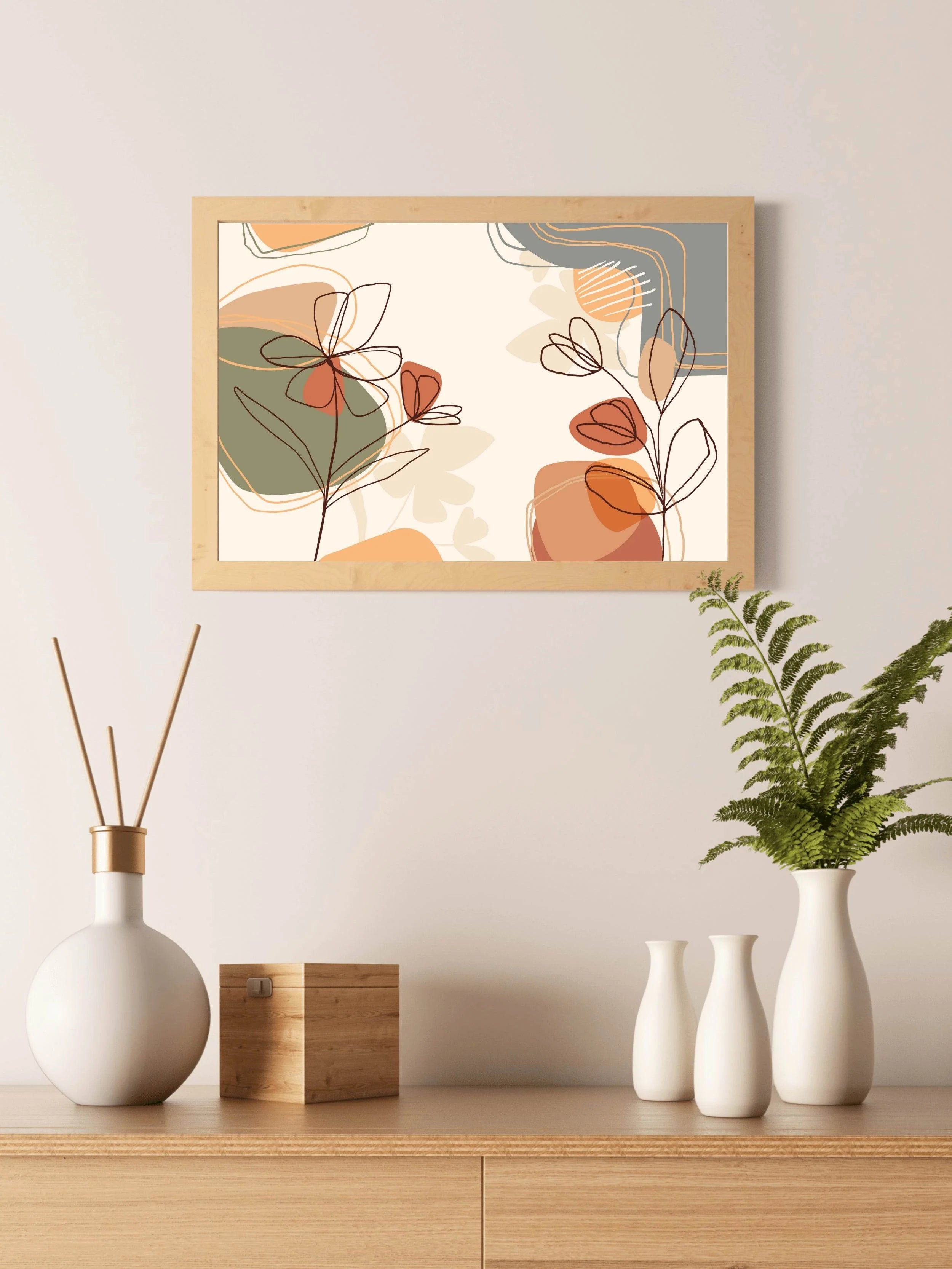 Schefflera Plant Leaves Wall Art - beink online art store