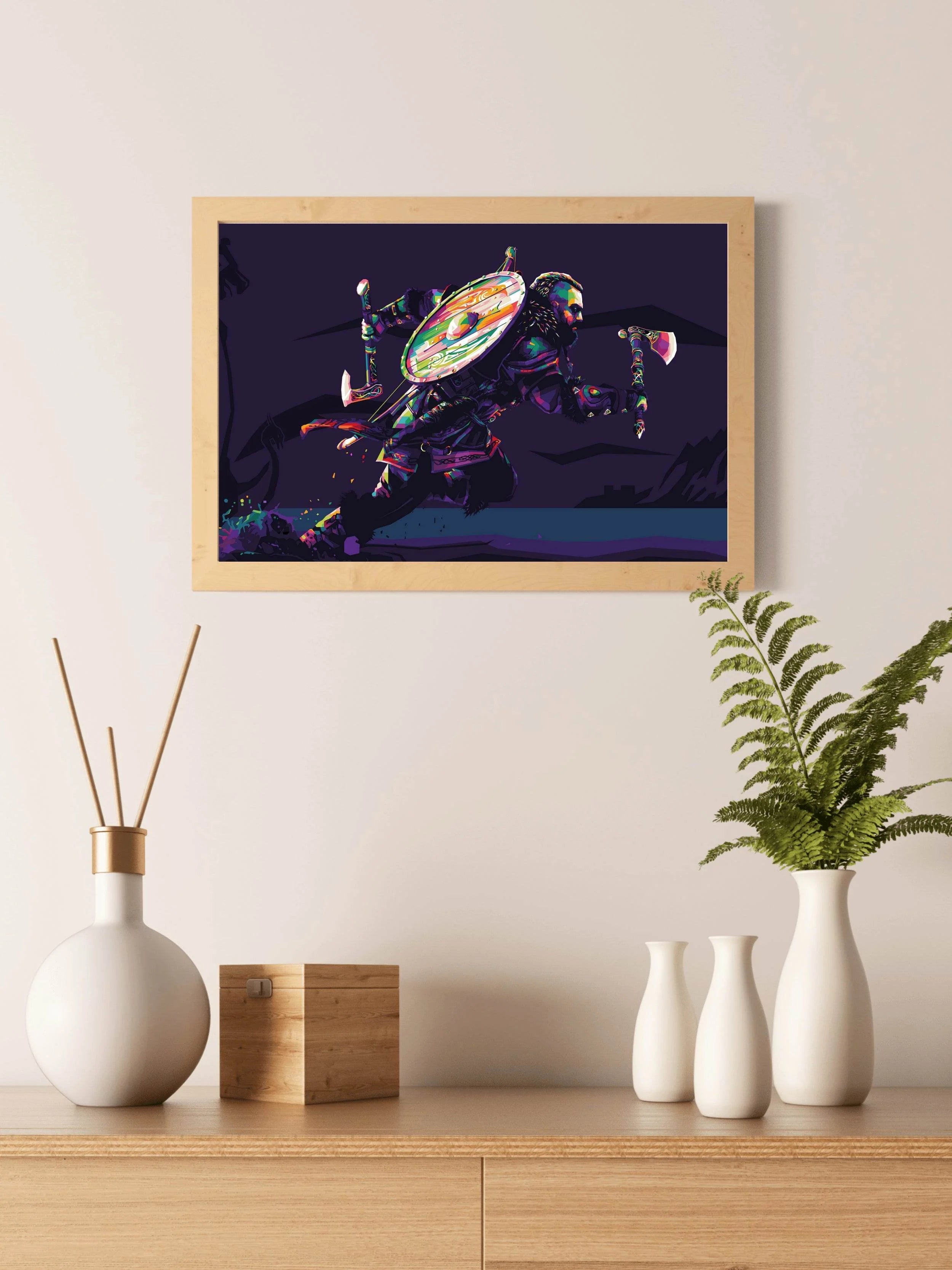Colorful Assassin's Creed Valhalla Gaming Wall Art - beink online art store