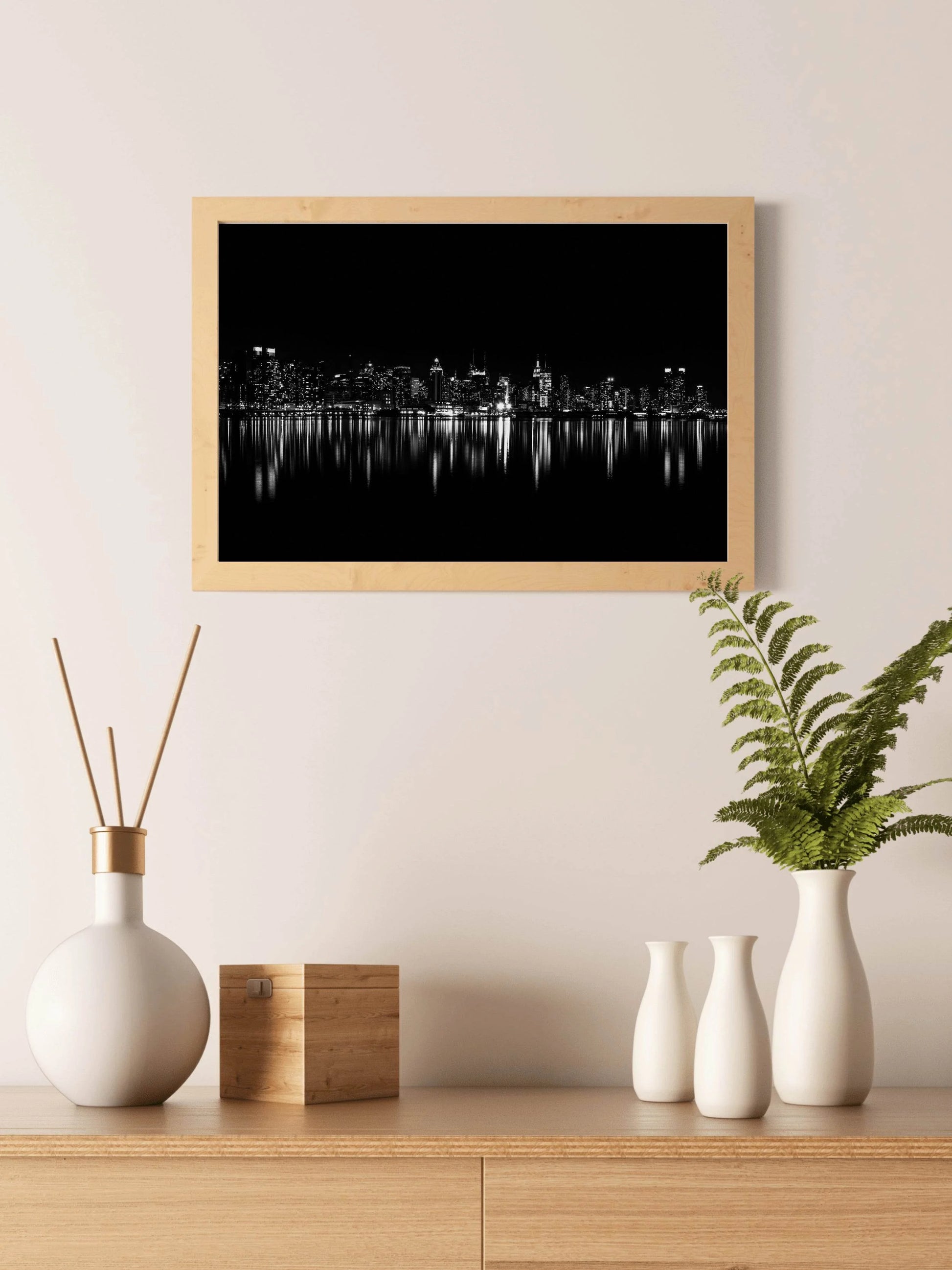 New York City Night View Black & White Wall Art - beink online art store