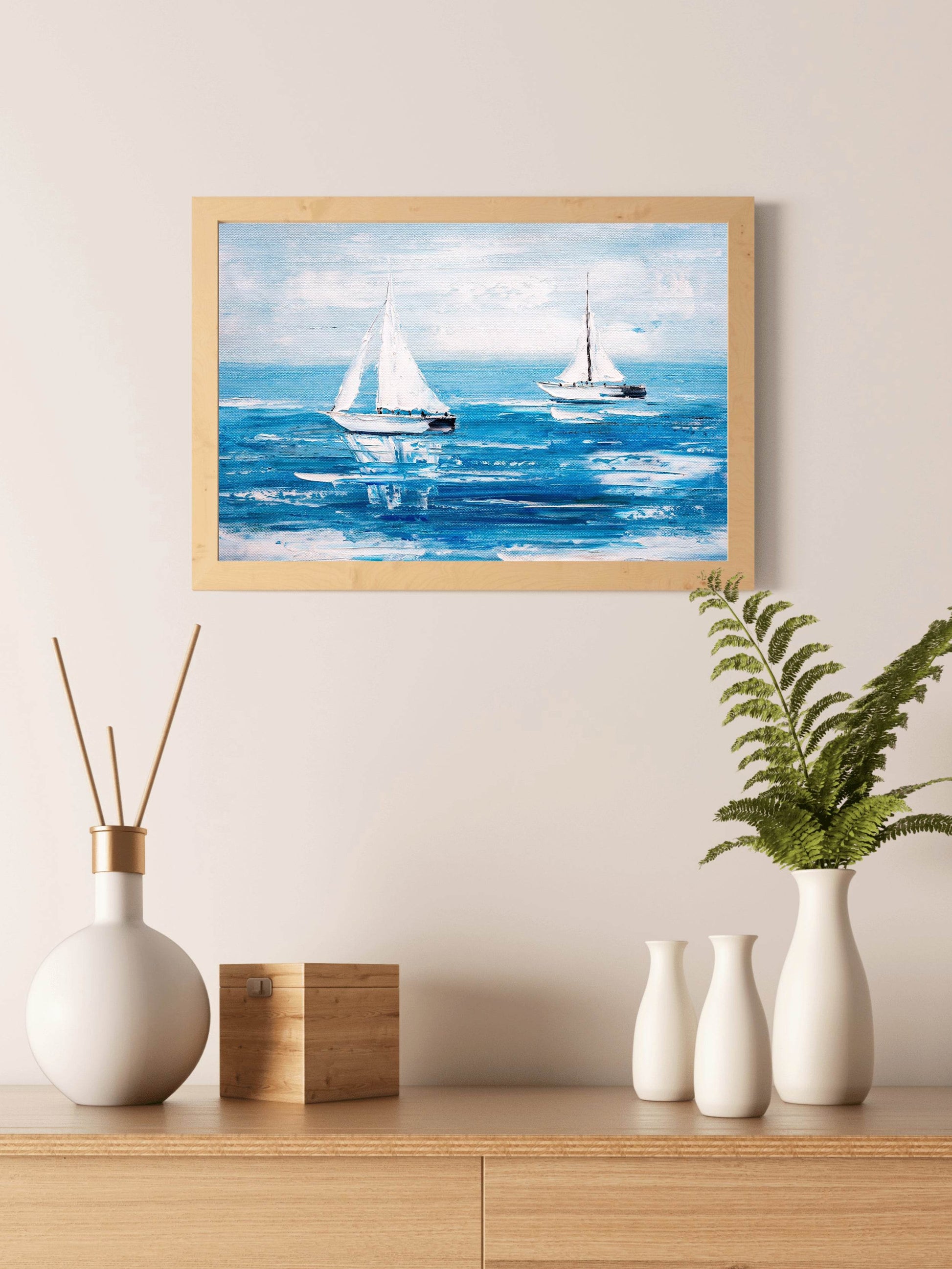 Sailboats in The Blue Ocean Wall Art - beink online art store