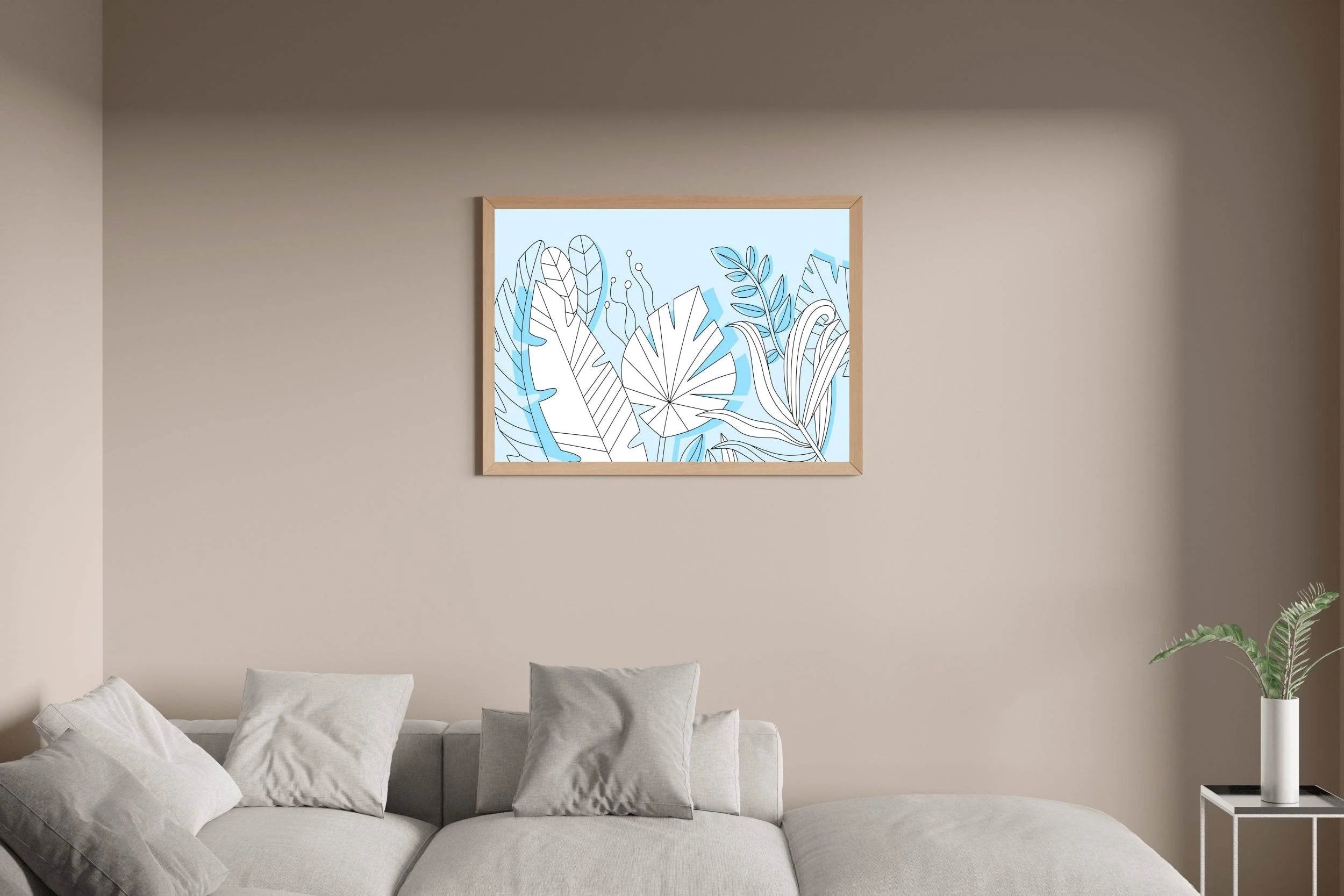 Blue Tropical Leaves Wall Art - beink online art store