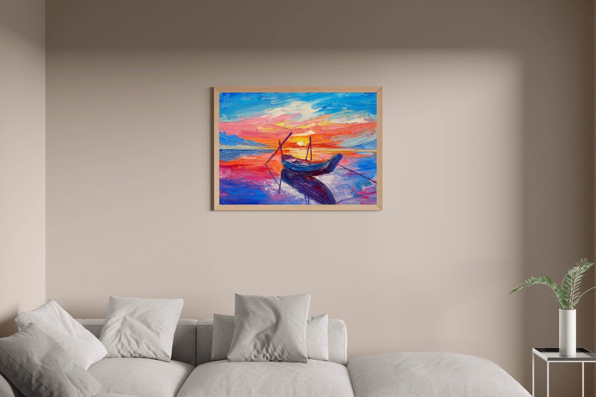 Oil Painting of Boat Over The Ocean Wall Art - beink online art store