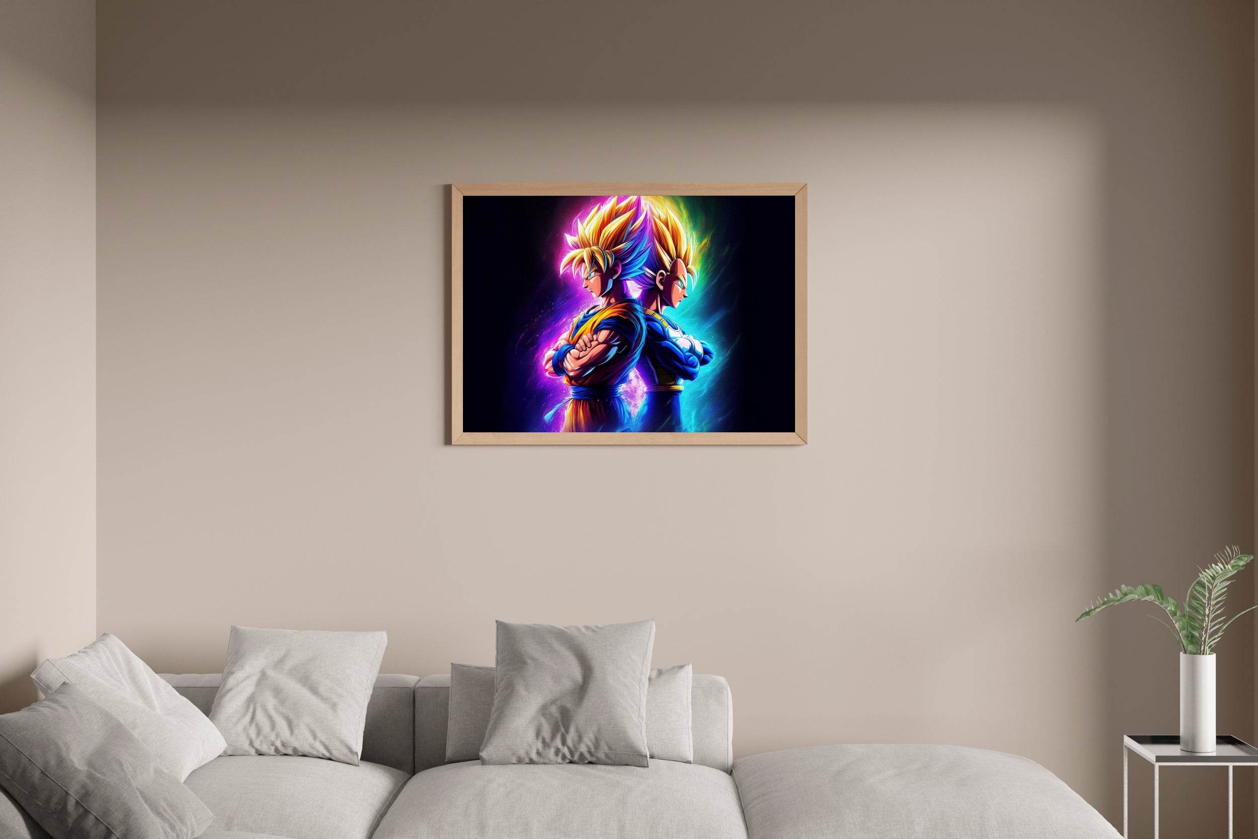 Neon Glowing Goku Vegeta Anime Wall Art - beink online art store