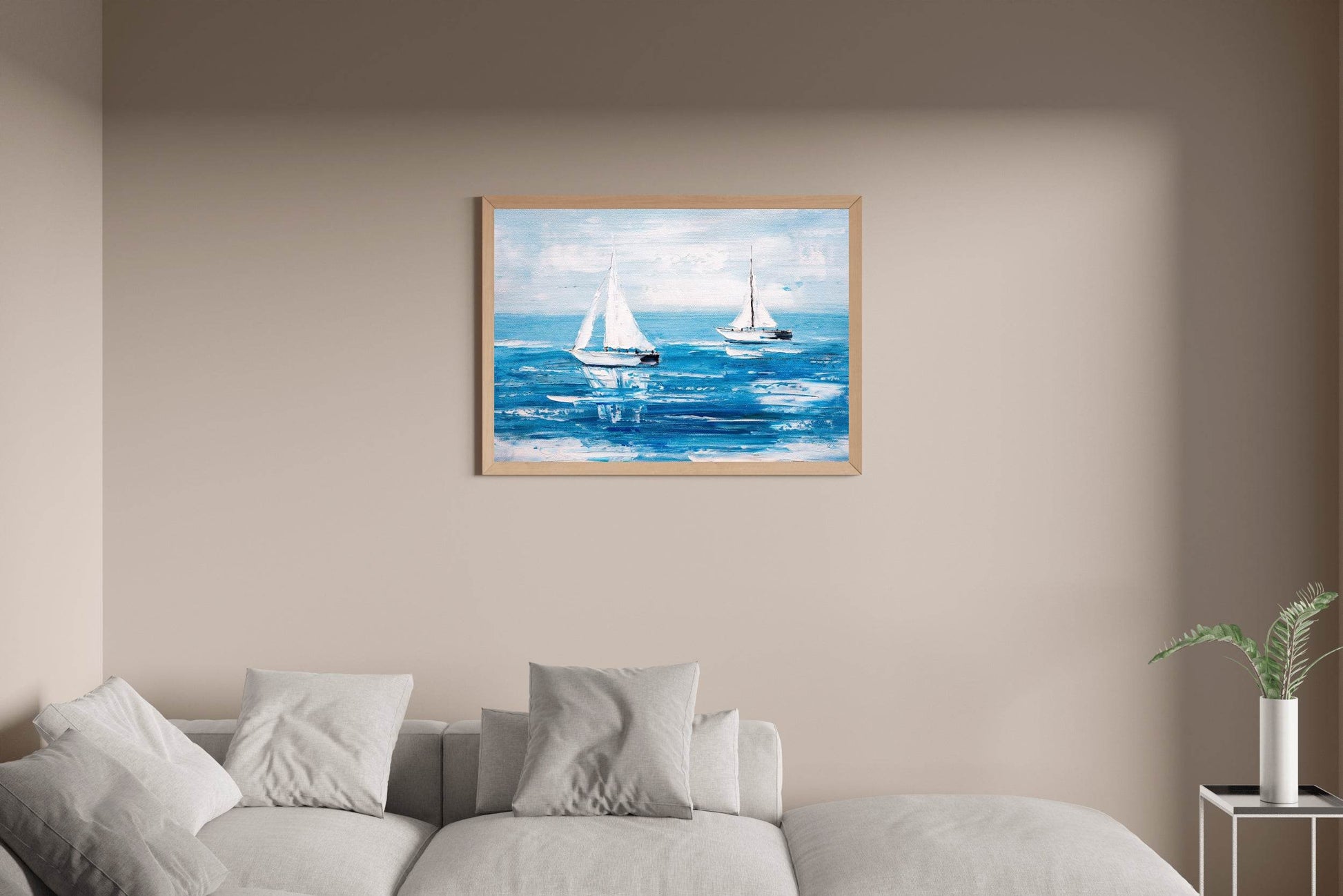 Sailboats in The Blue Ocean Wall Art - beink online art store
