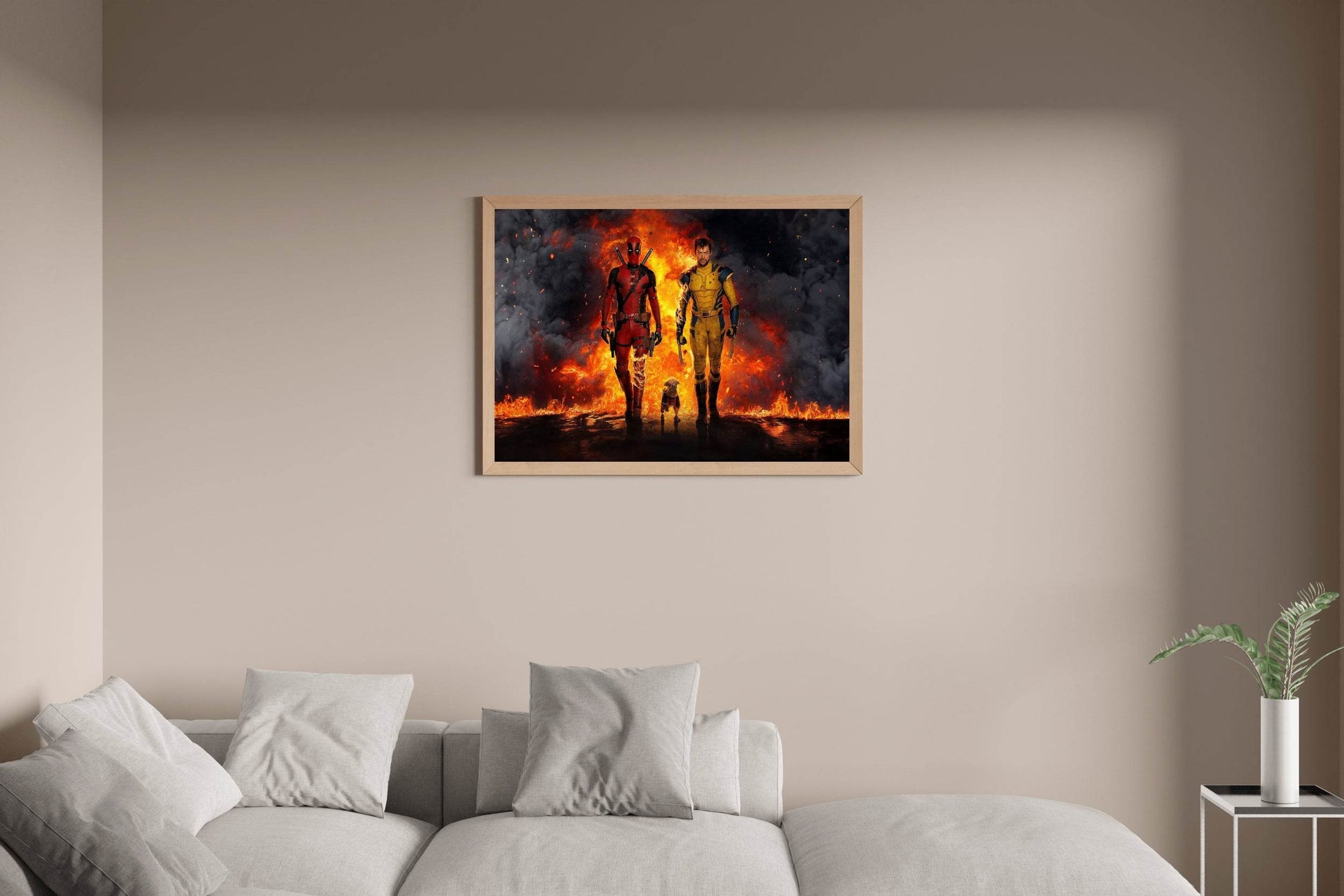 deadpool & wolverine with fire background Wall Art - beink online art store