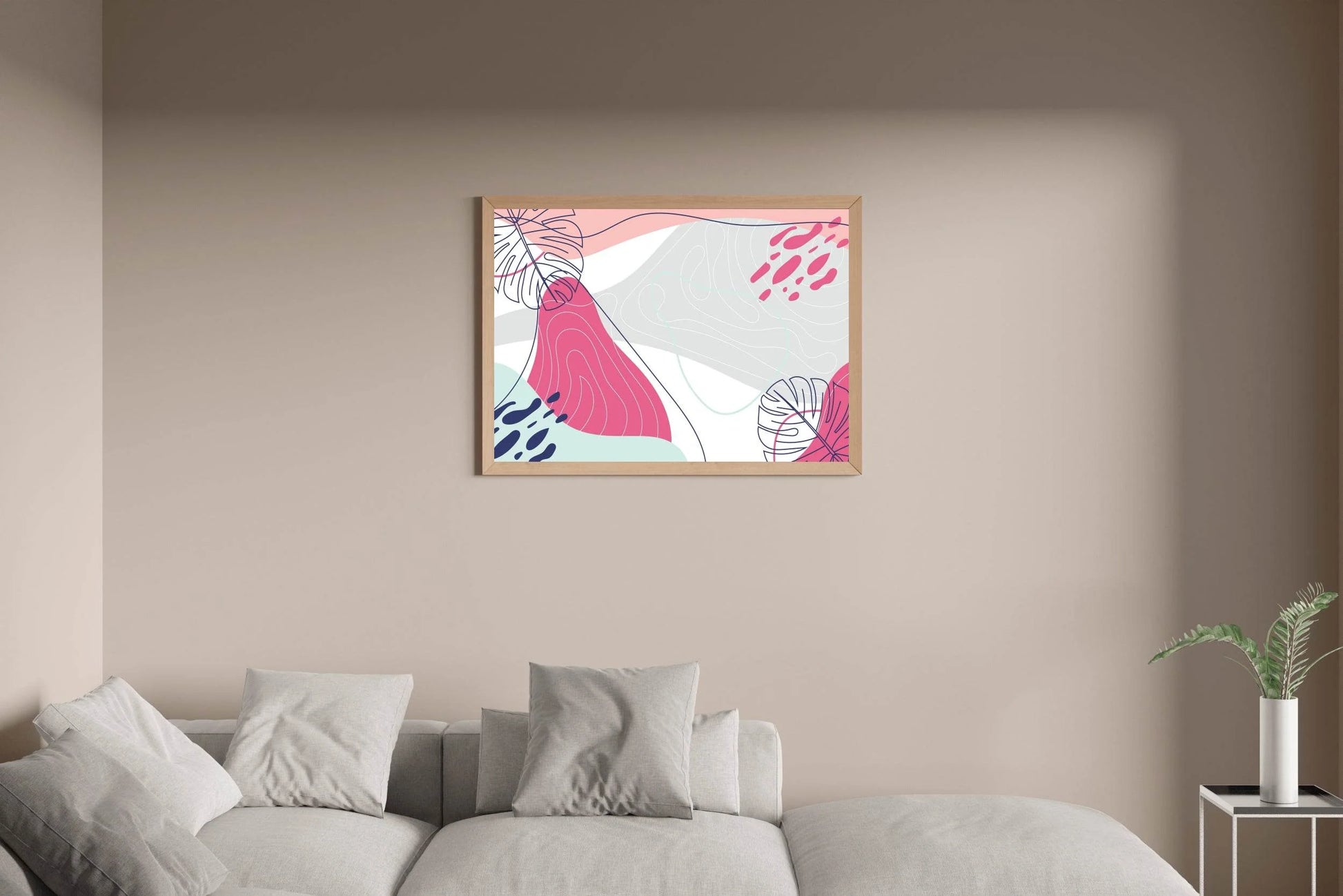 Monstera Deliciosa Flower With Pink Background Wll Art - beink online art store