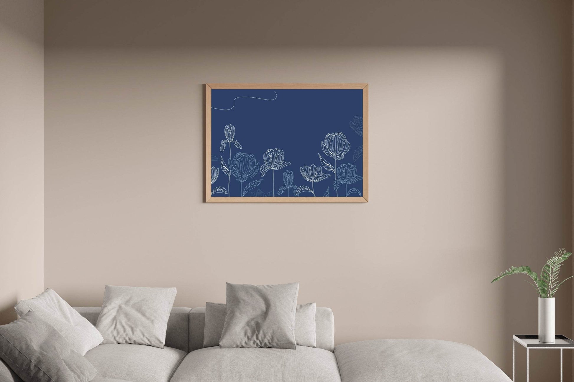 Aster Flowers With Blue Background Wall Art - beink online art store
