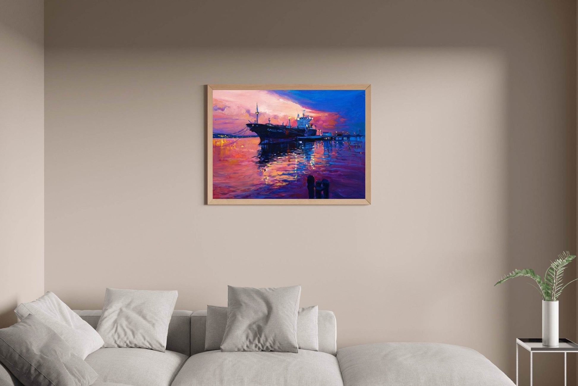 Watercolor Painting Of Ship in Port Wall Art - beink online art store