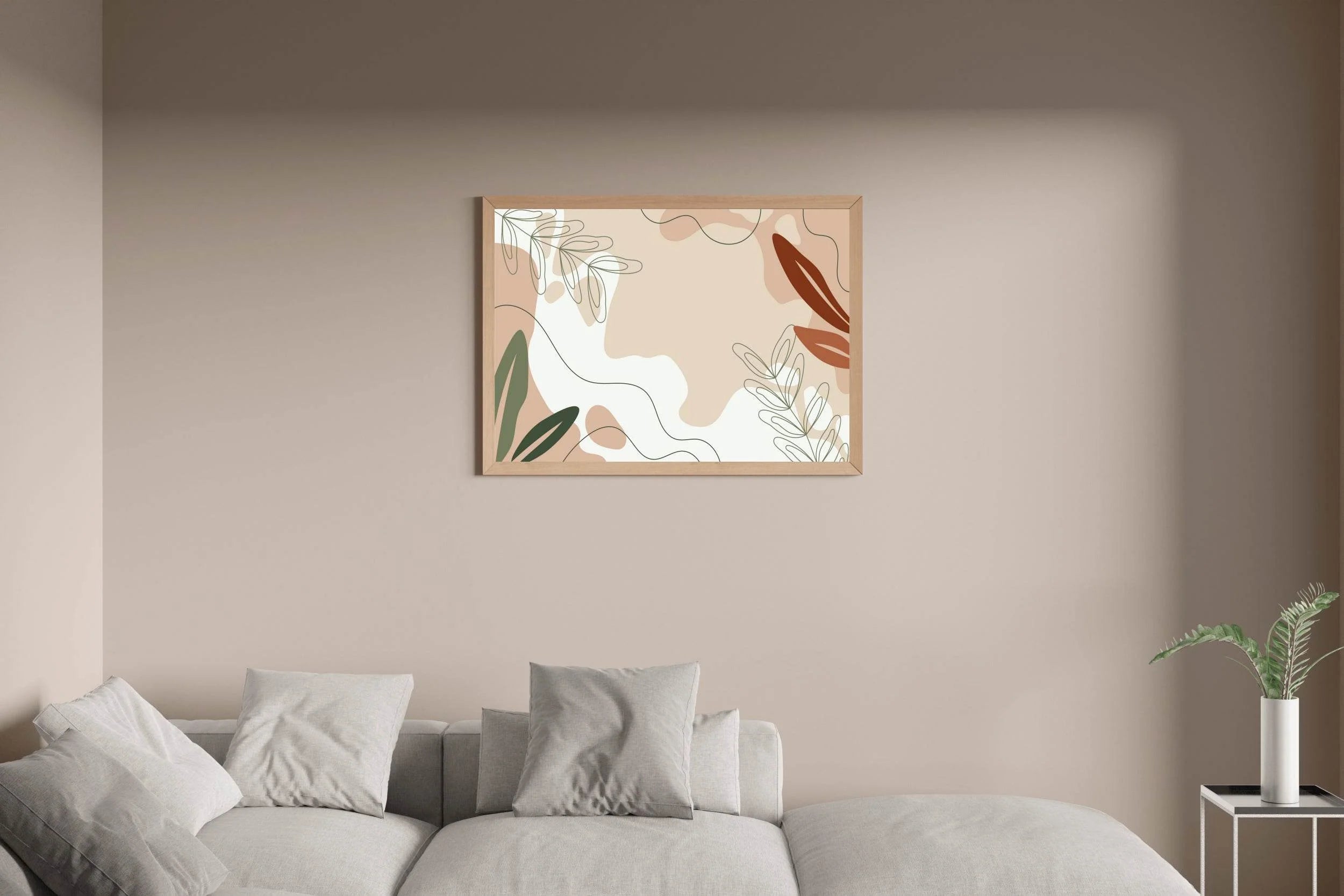 Colorful Beige Leaves Wall Art - beink online art store