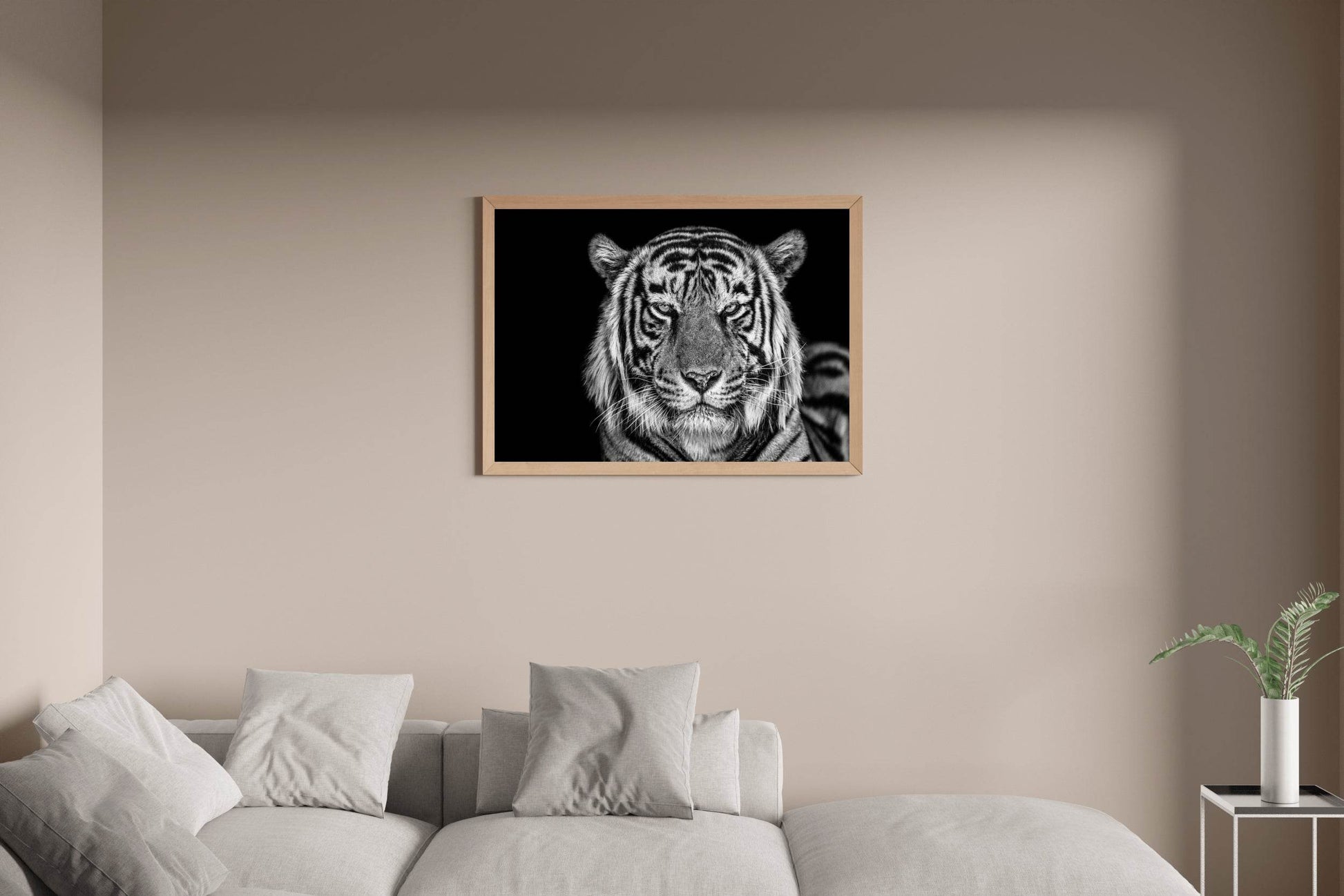 Bengal Tiger Face Cut Black & White Wall Art - beink online art store