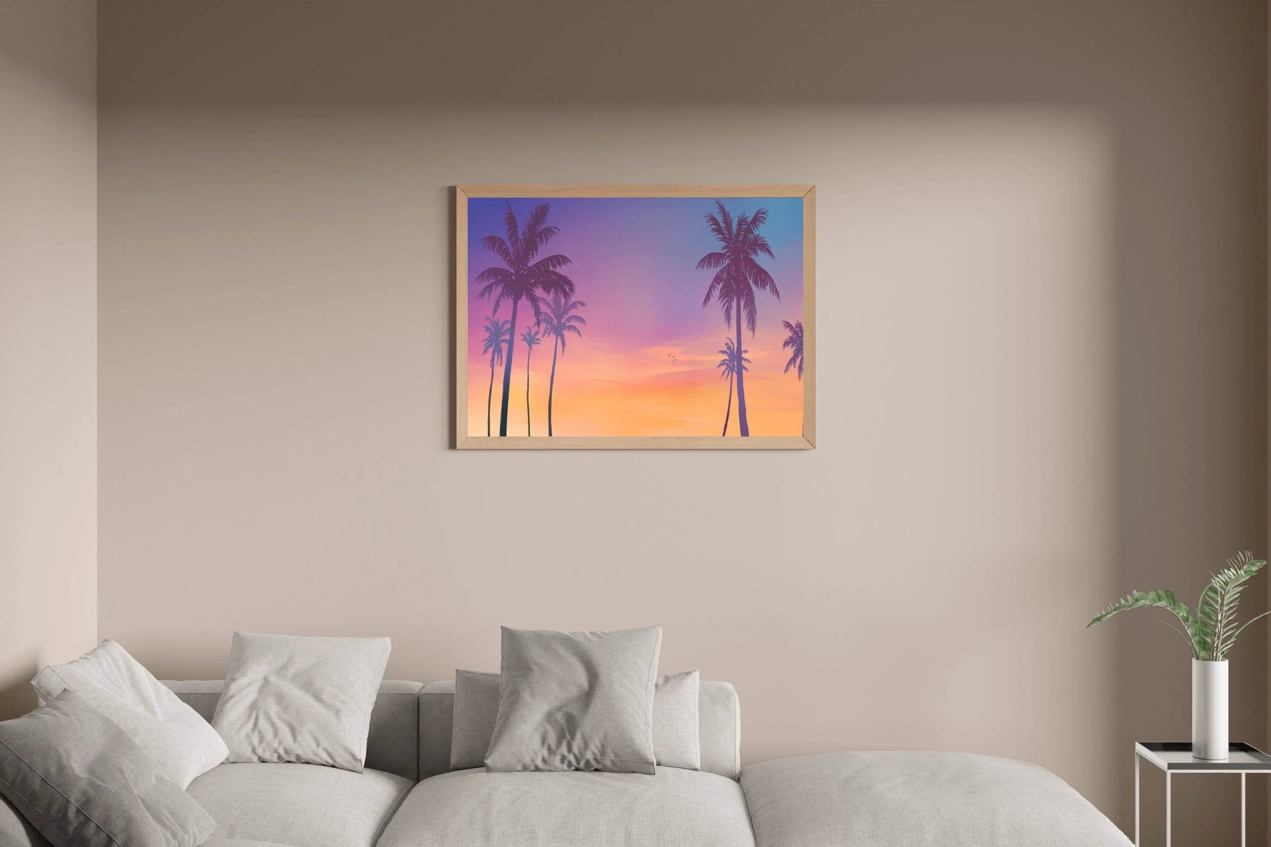 Palm Trees With Sunset Gaming Wall Art - beink online art store