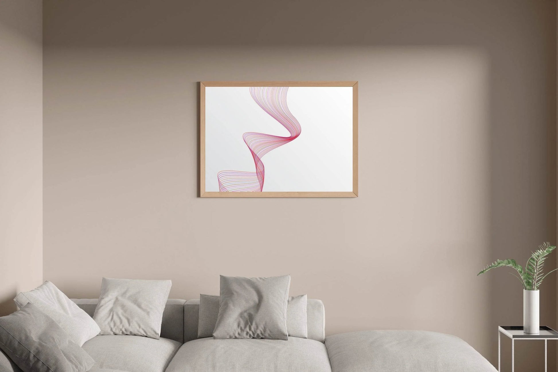 Pink Technology Line Wave Abstract Wall Art - beink online art store