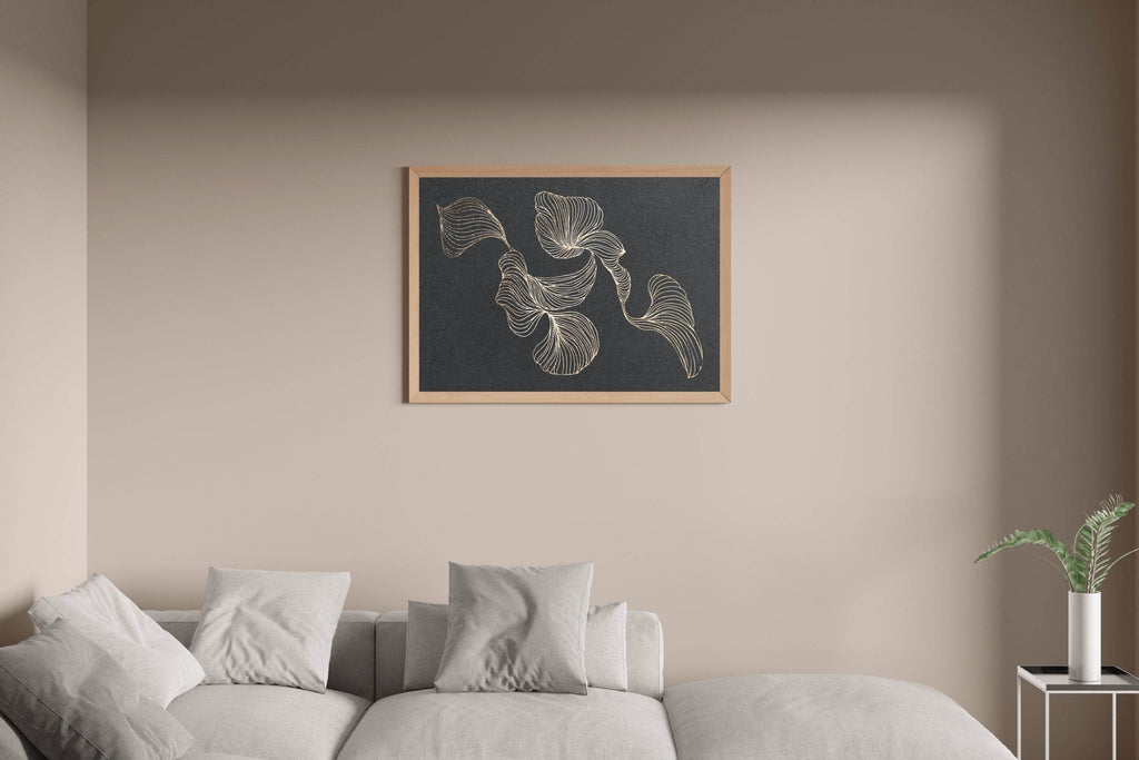 Golden Swirl Lines Design Wall Art - beink online art store