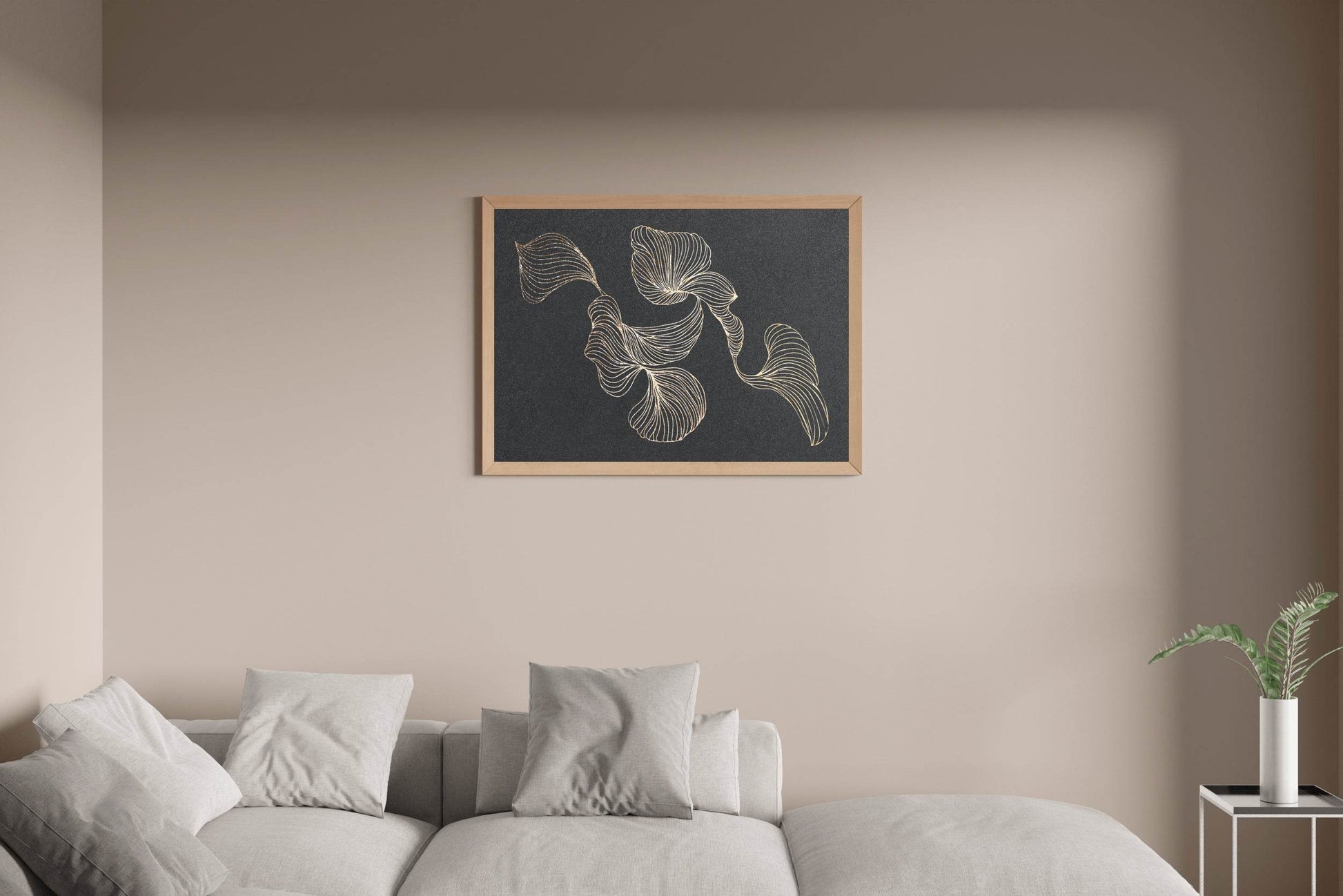 Golden Swirl Lines Design Wall Art - beink online art store
