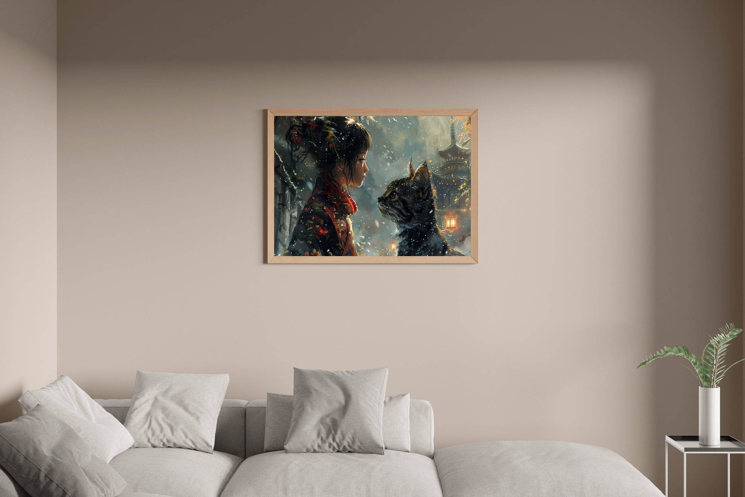 Painting of Girl and Cat Digital Art - beink online art store