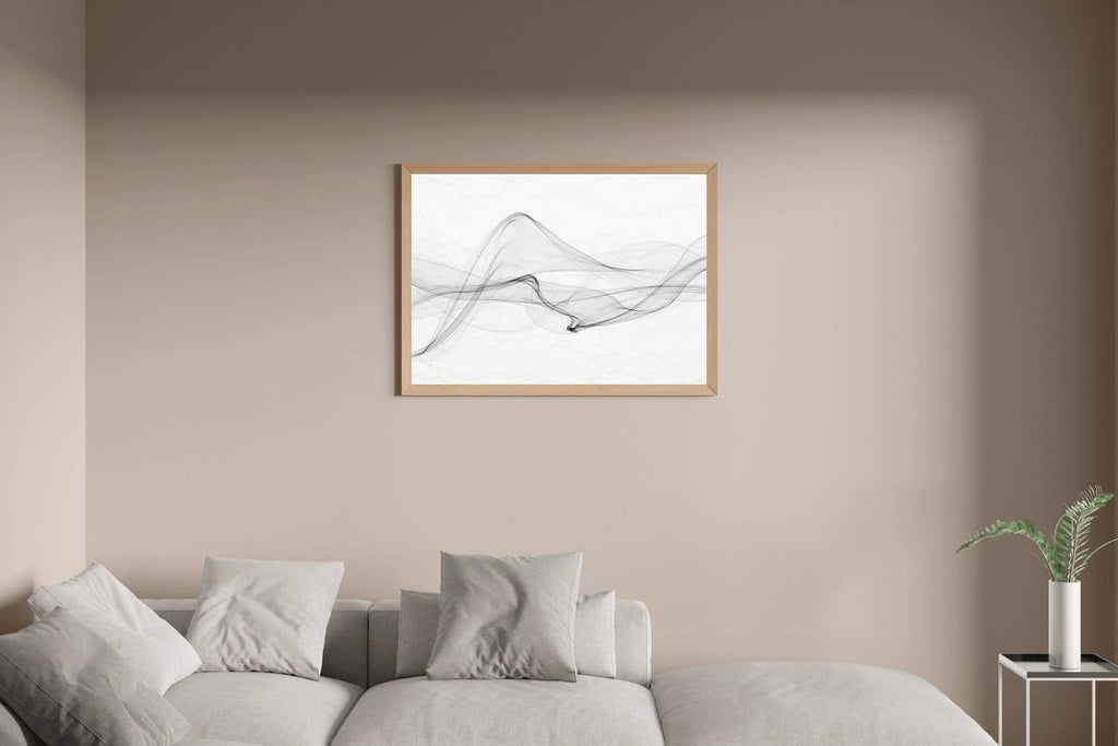 Wavy Black Net With White Background Abstrat Wall Art - beink online art store