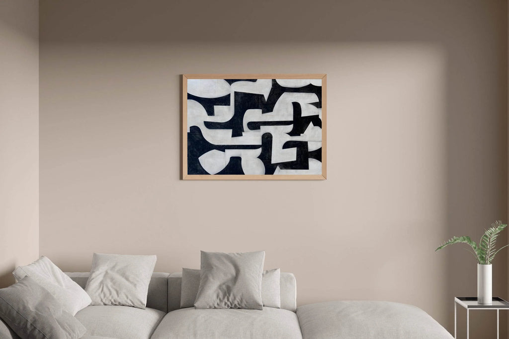 Black and White Interlocking Shapes Wall Art - beink online art store