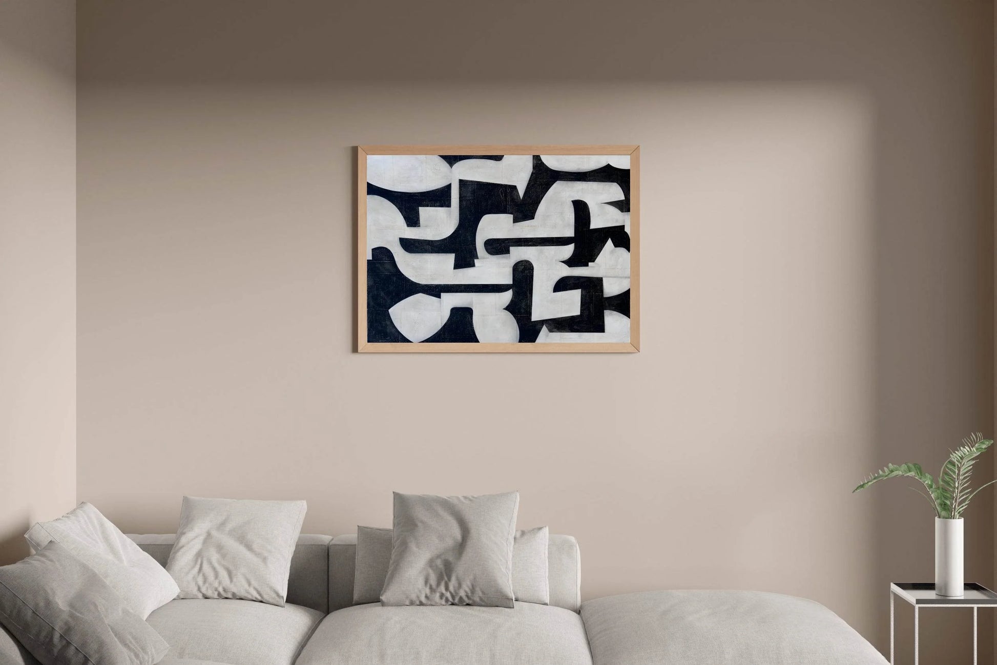 Black and White Interlocking Shapes Wall Art - beink online art store