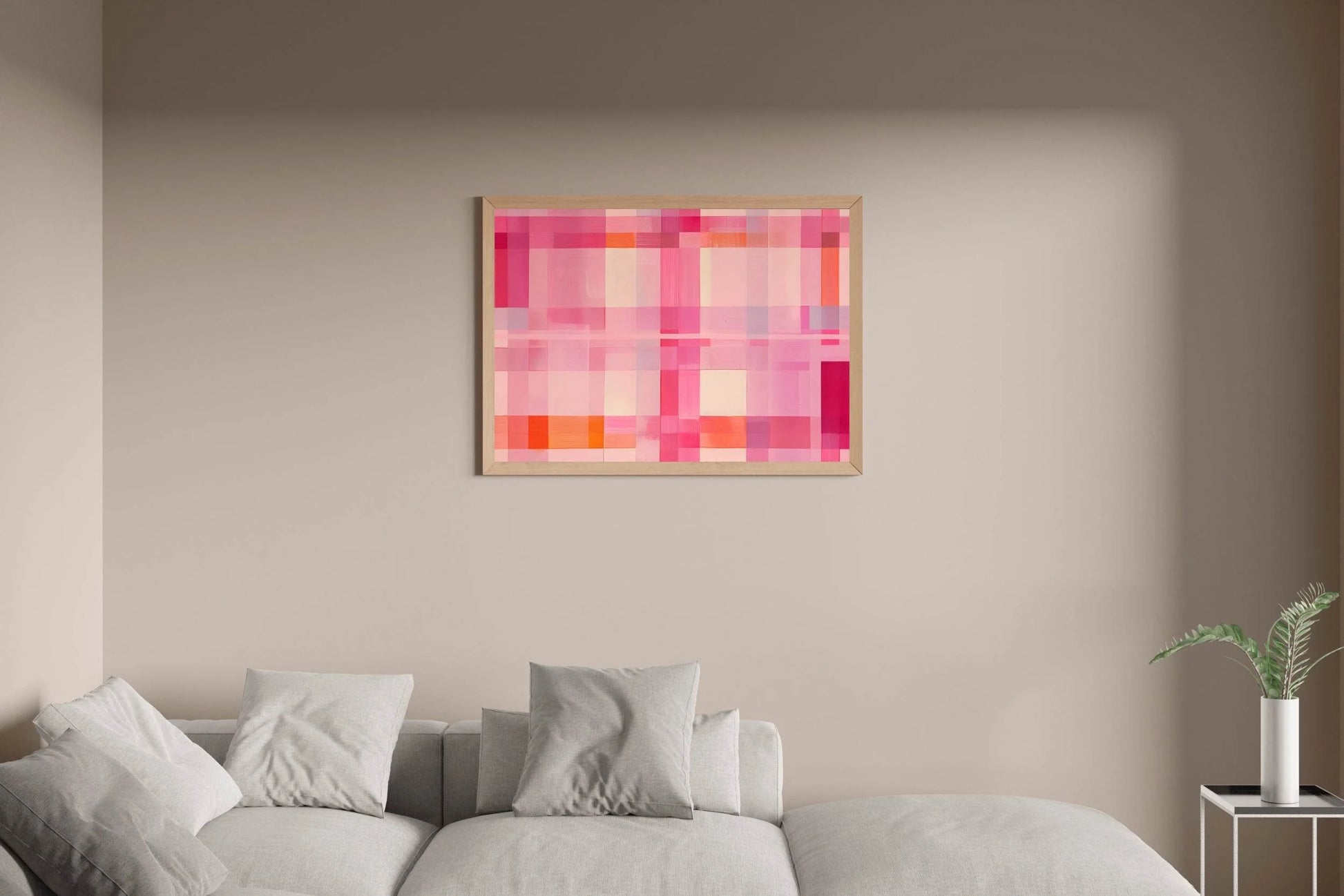 Grid of Squares in Shades of Pink and Orange - beink online art store