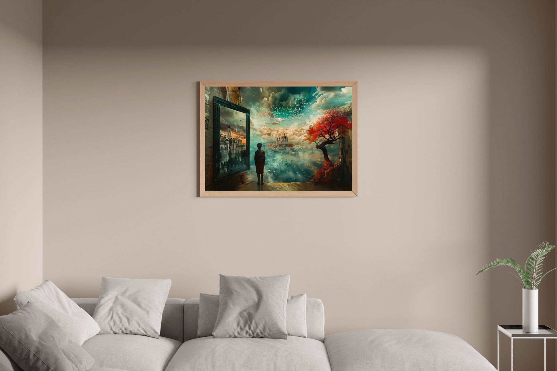 Digital Art of a Man is Looking at the Buildings - beink online art store