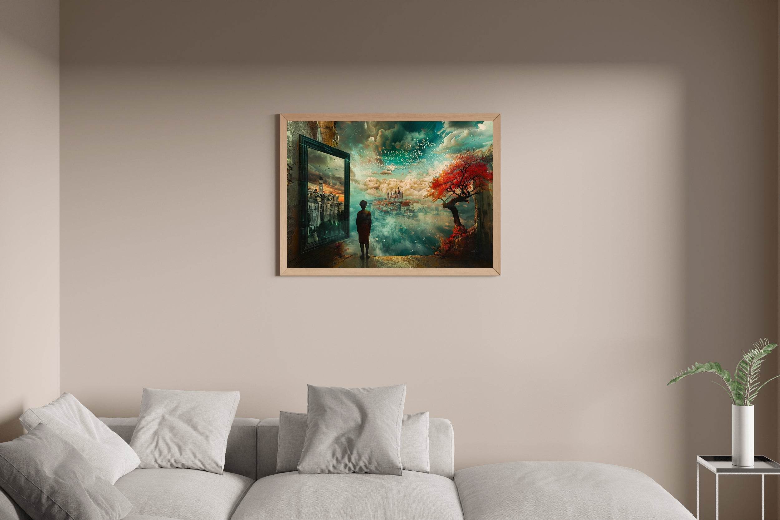 Digital Art of a Man is Looking at the Buildings - beink online art store