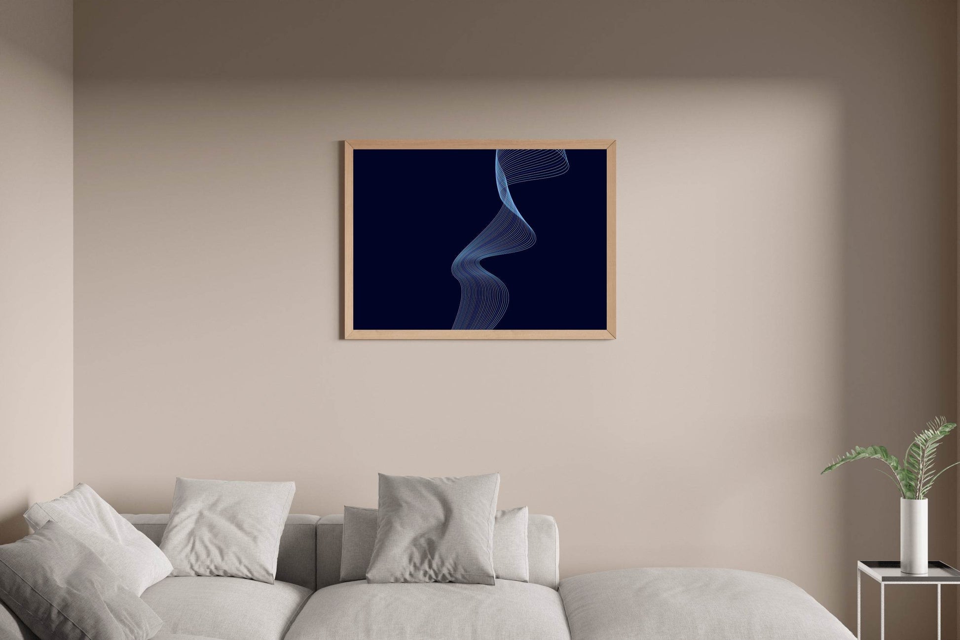 Blue Technology Waves with Black Shadow Abstract Wall Art - beink online art store