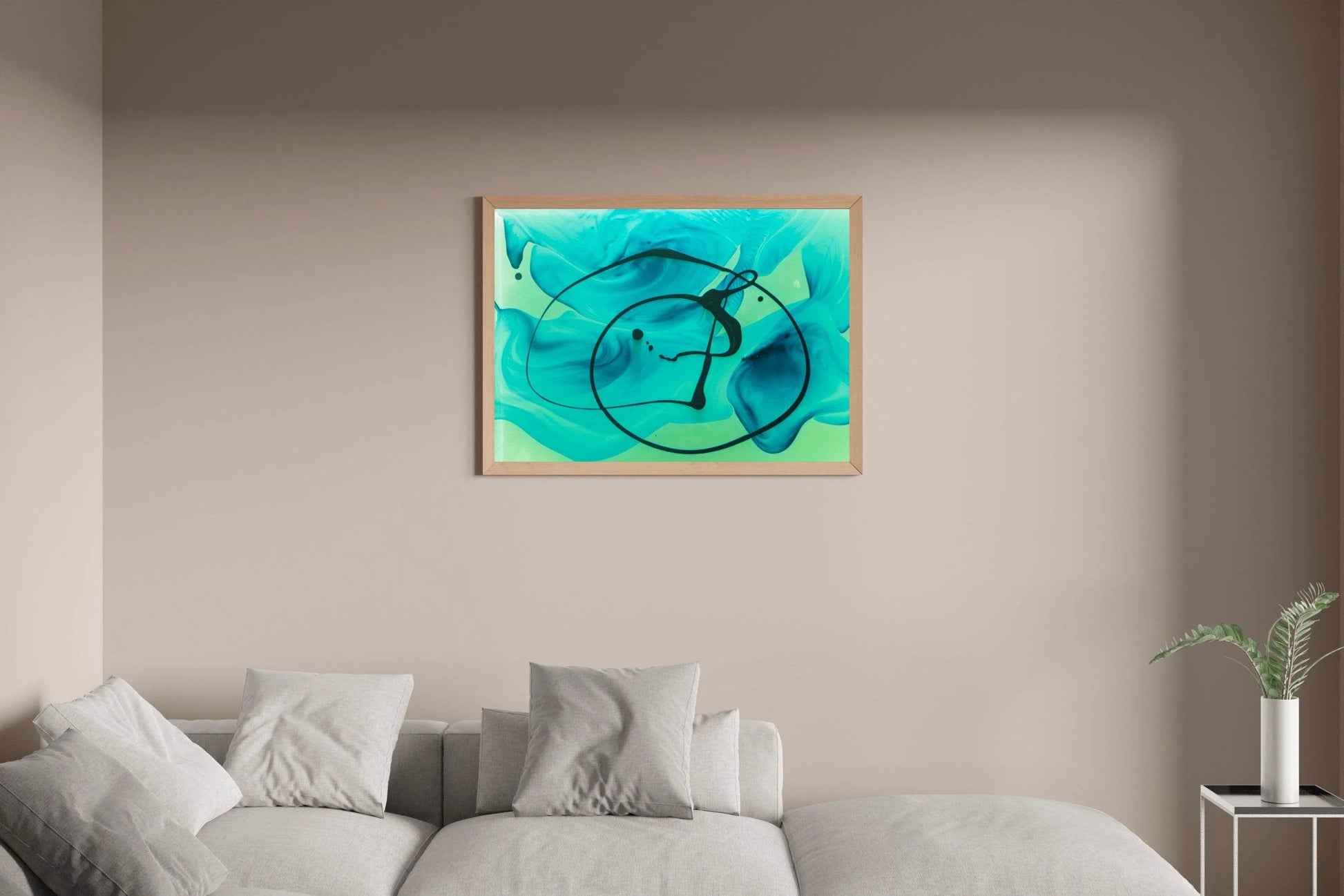 Cyan Oil Paint Abstract Wall Art - beink online art store