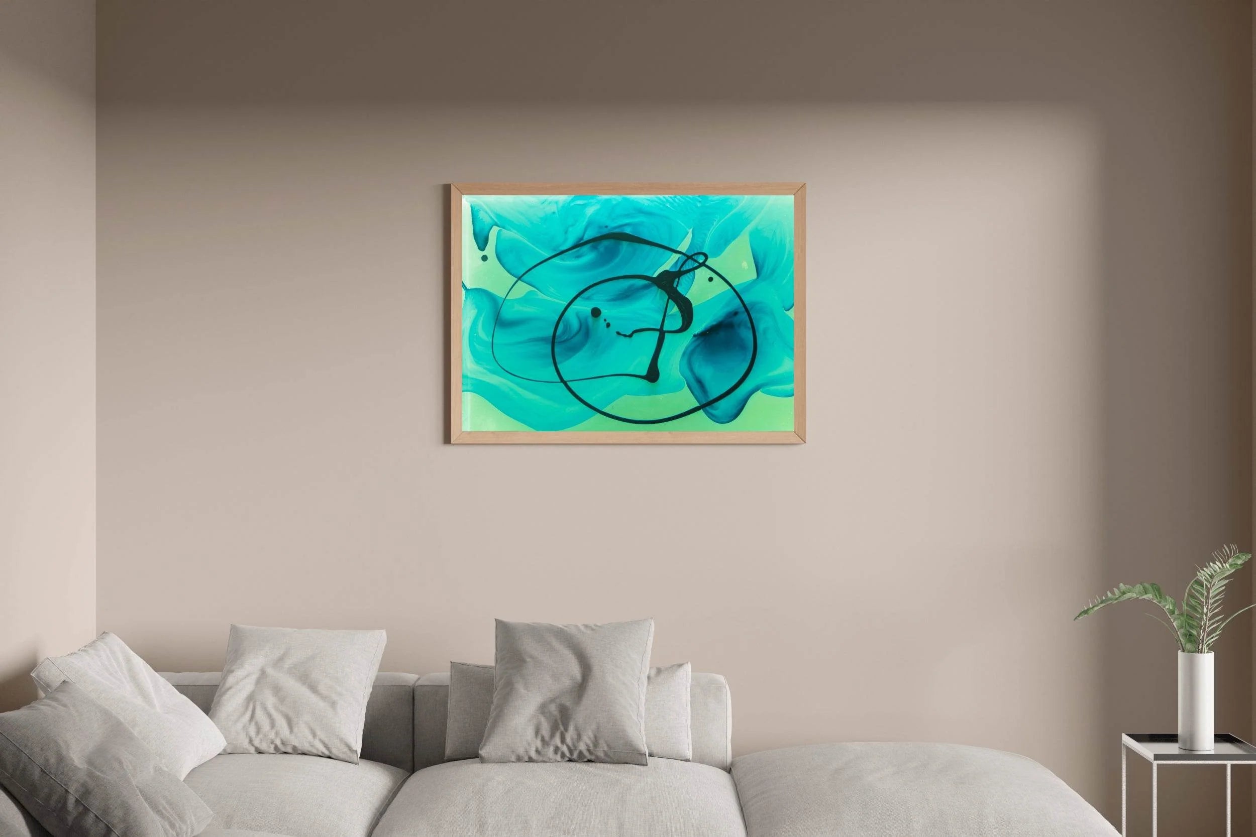 Cyan Oil Paint Abstract Wall Art - beink online art store
