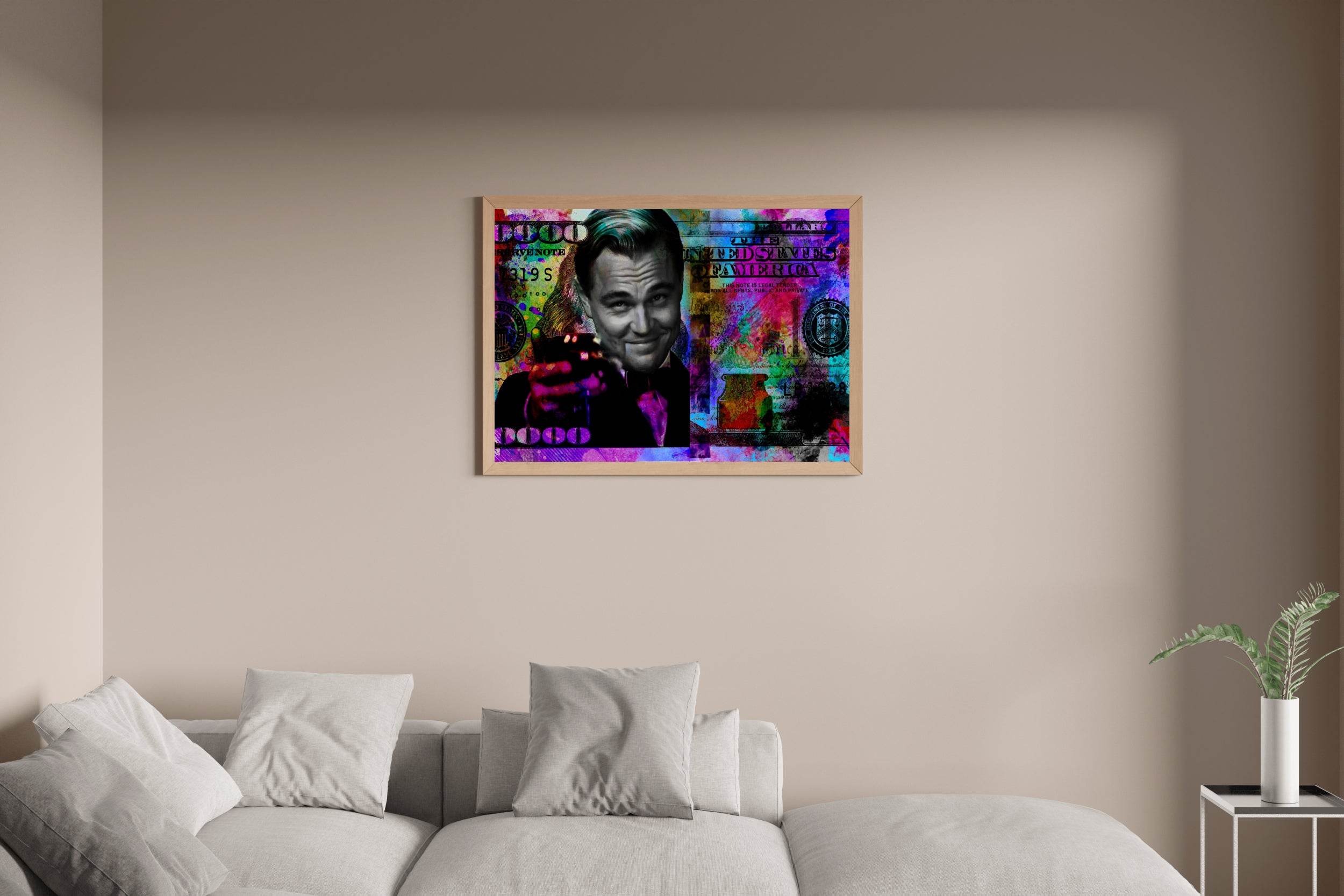 Leonardo DiCaprio - Colorful Dollar Background Wall Art - beink online art store