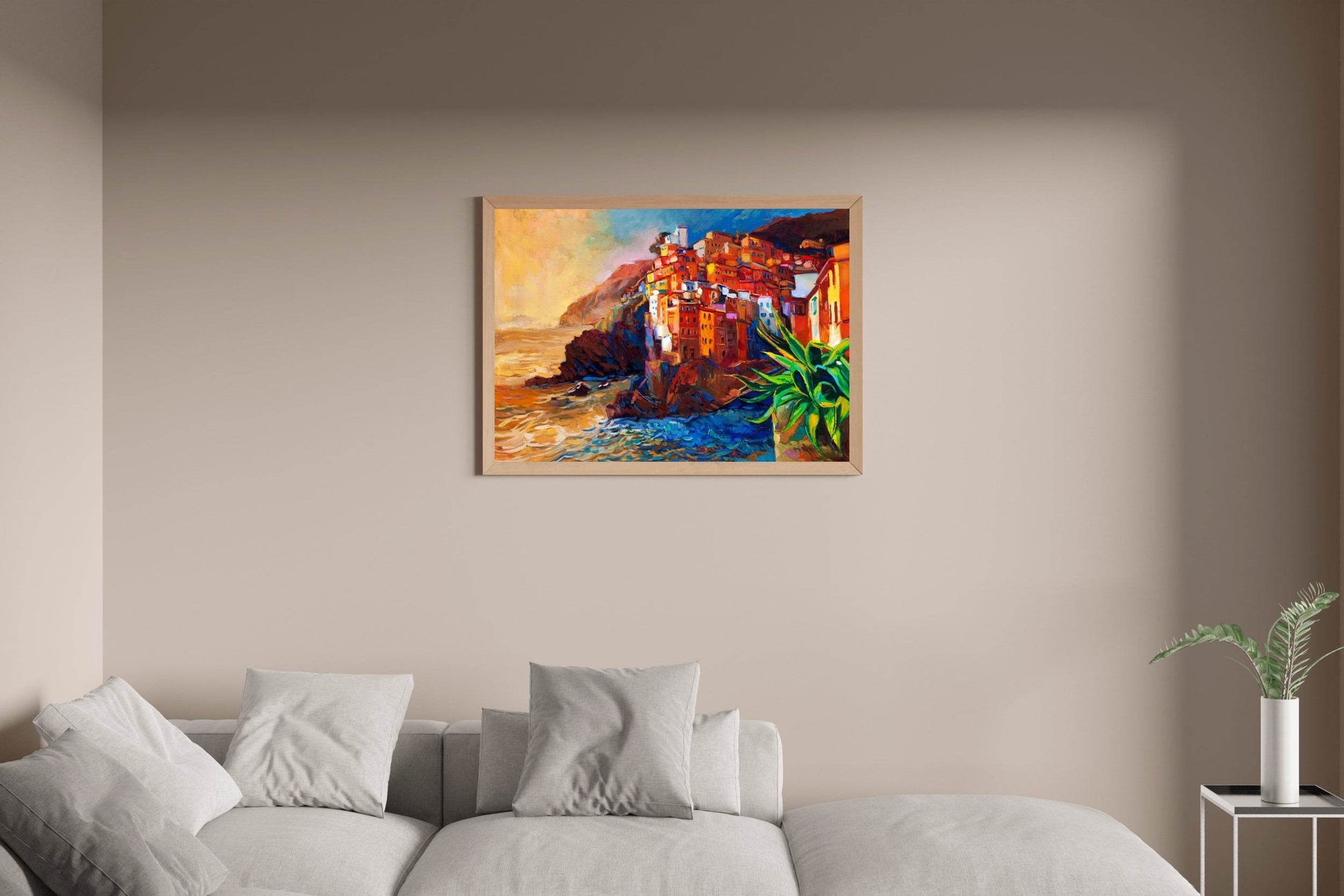 Watercolor Painting Of Coastal Buildings Wall Art - beink online art store