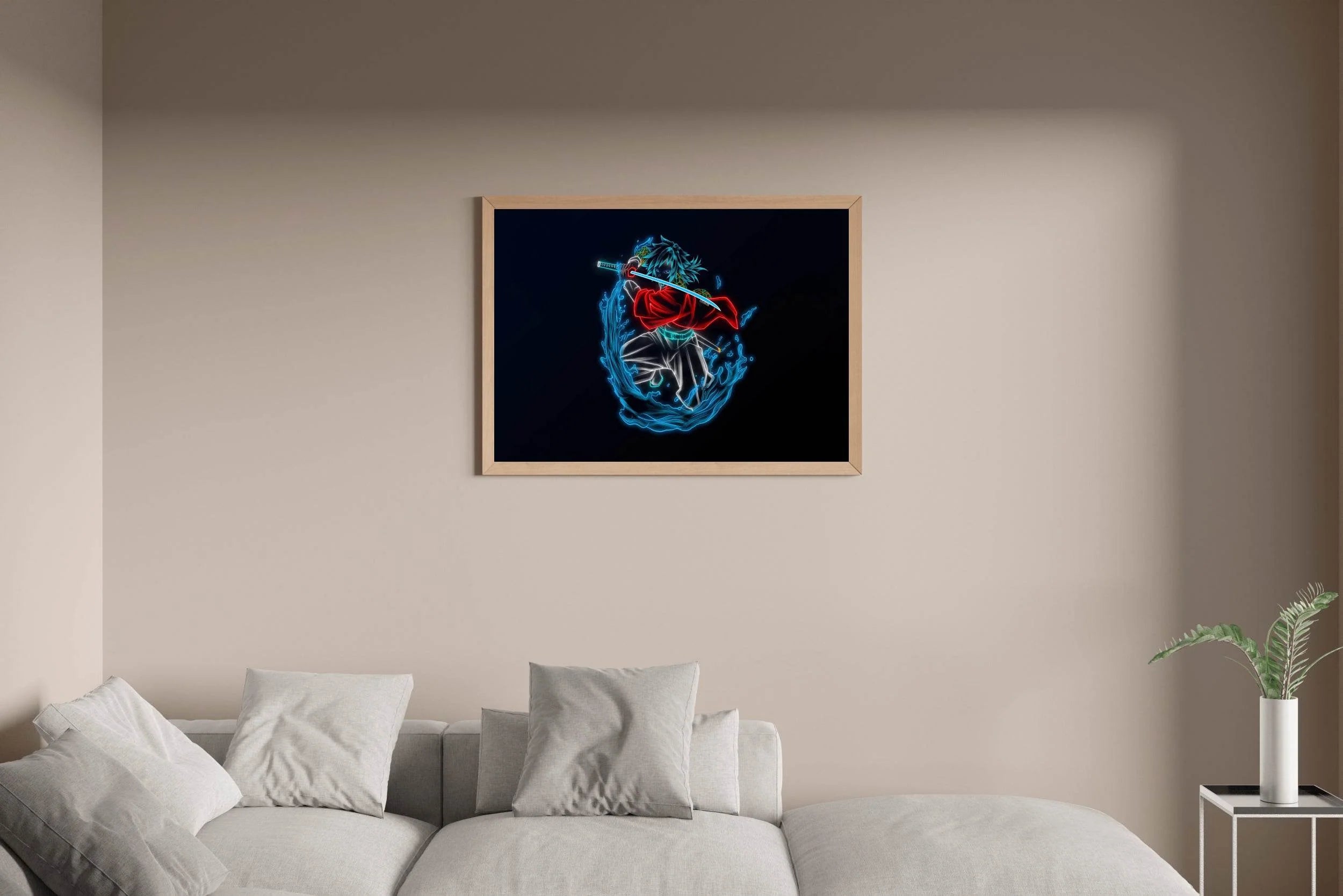 Neon Giyu Tomioka Anime Wall Art - beink online art store