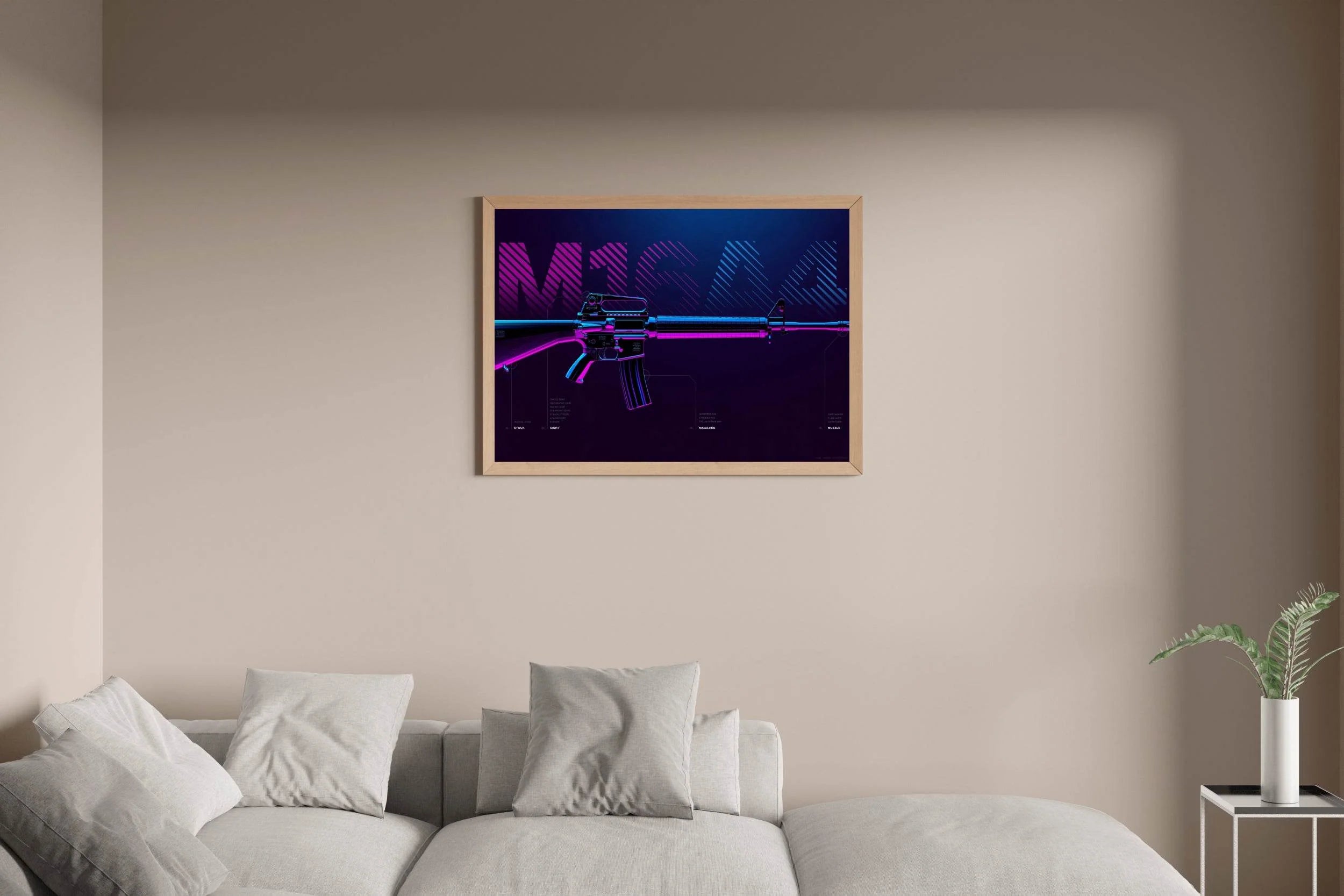 Custom M16 Gaming Wall Art - beink online art store