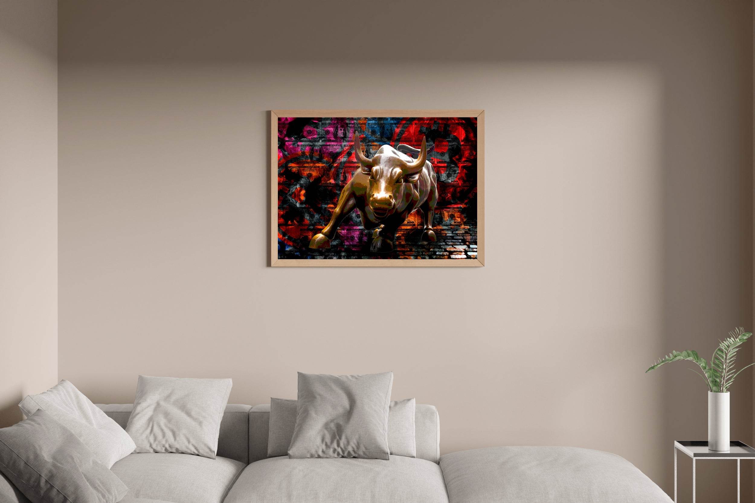 Charging Bull Statue Wall Art - beink online art store