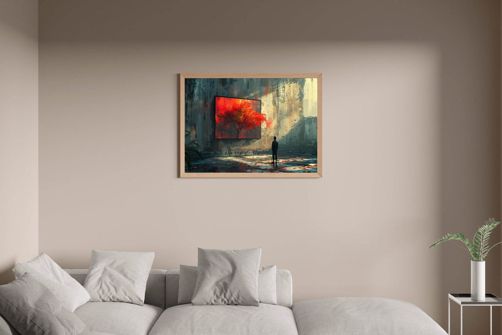 Person Watching the Red Tree Painting Digital Art - beink online art store