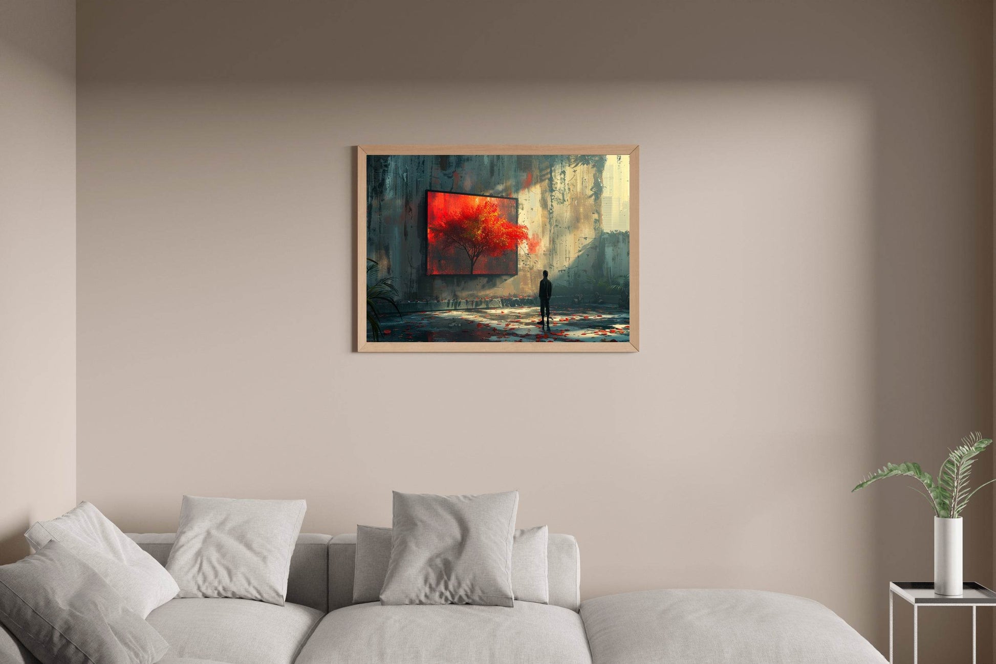 Person Watching the Red Tree Painting Digital Art - beink online art store