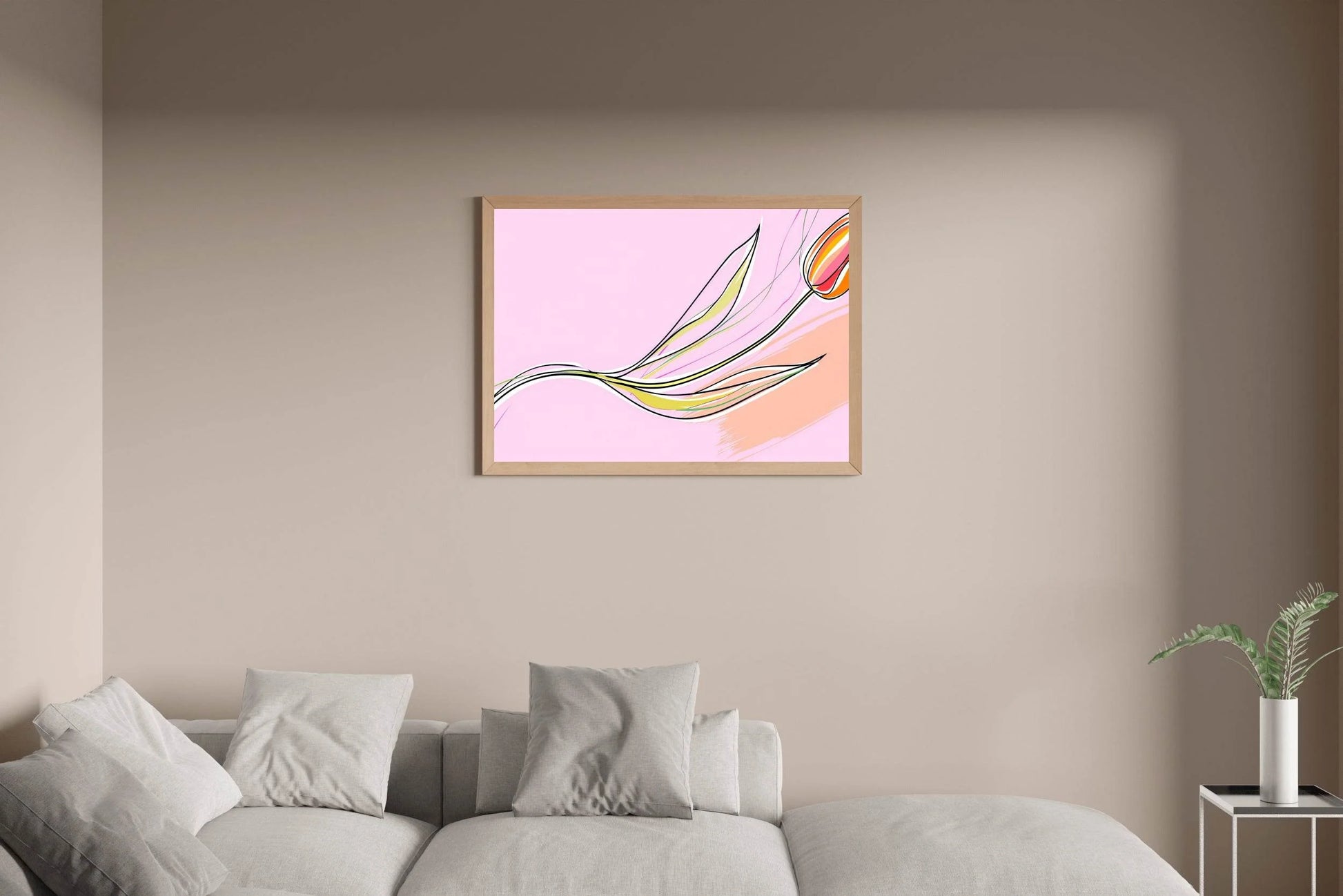 Handmade Plant with Pink Background Abstract Wall Art - beink online art store