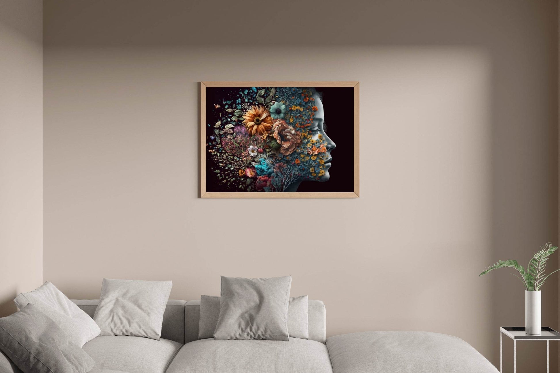 Women Face With Flowers Digital Art - beink online art store