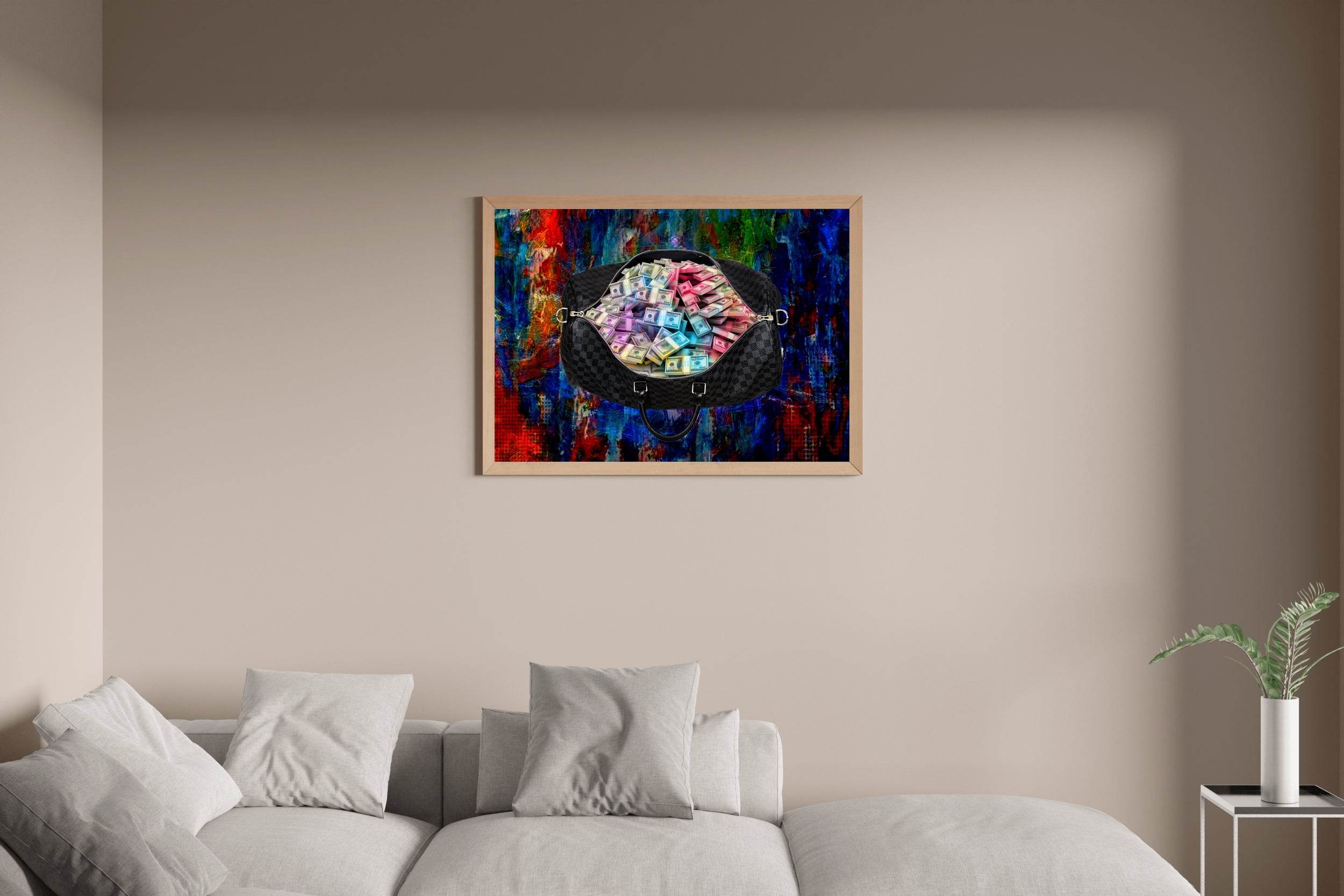 Duffle Bag Full of Money Wall Art - beink online art store